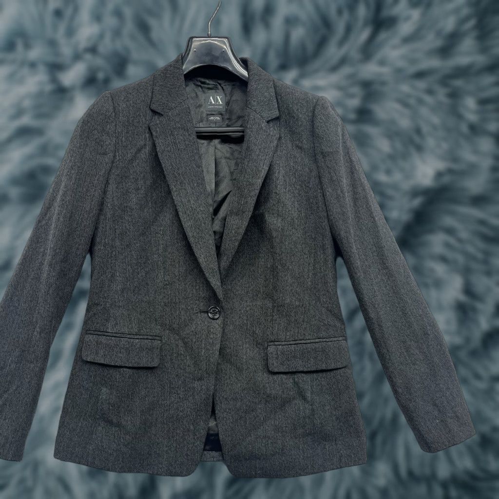 Armani Exchange A/X Womens Dark Gray Cotton Blend Blazer 6