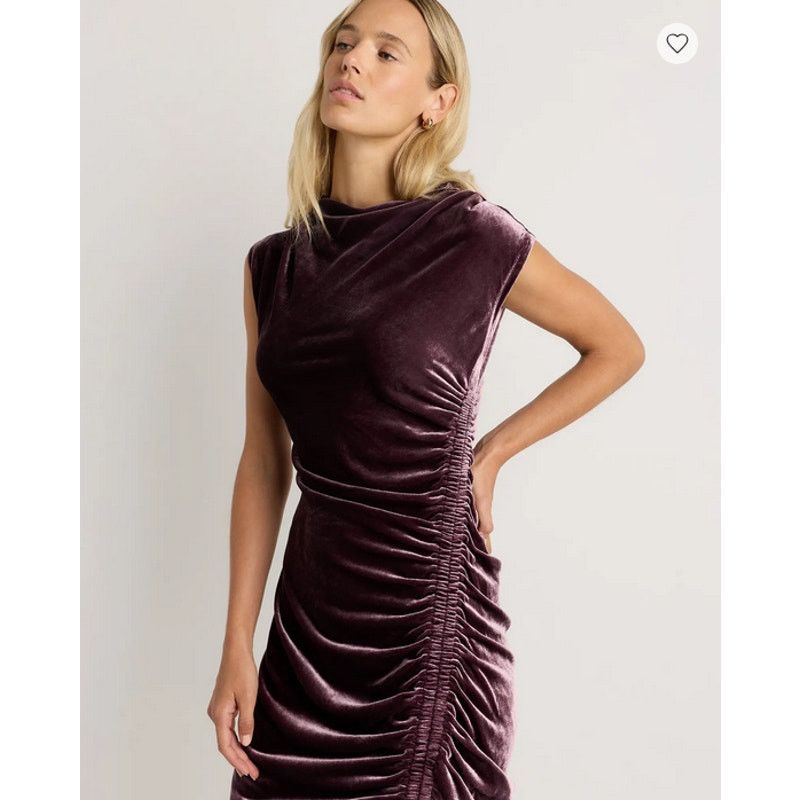 Quince Quince Stretch Silk Velvet Ruched Dress Size 16 NWT Size XXL / US 16-18 / IT 52-54 - 3 Thumbnail