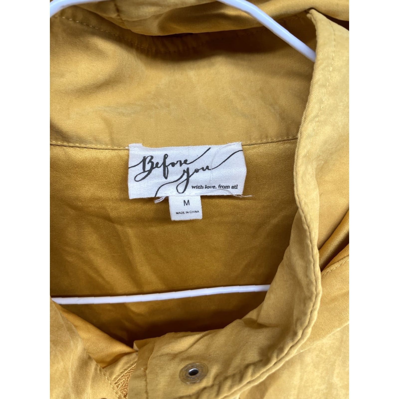 Vintage Before You Women’s Full Zip Jacket Yellow Gold Nylon Blend Hooded M Size Yellow Womens Jacket Size M / US 6-8 / IT 42-44 - 3 Thumbnail
