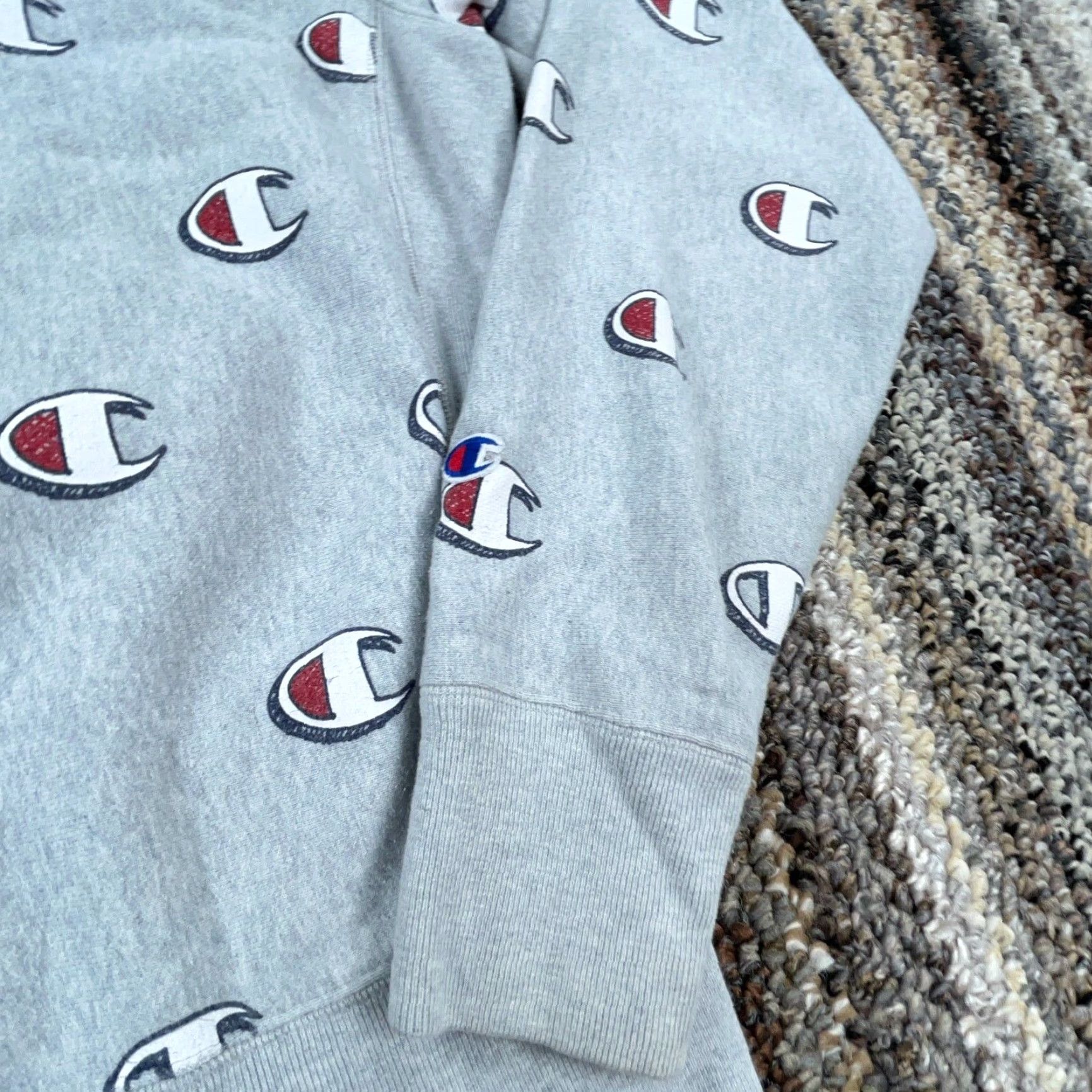 Champion Champion Sweatshirt Men Medium Gray Crew Neck Reverse Weave All Over Print AOP* Size US M / EU 48-50 / 2 - 4 Thumbnail