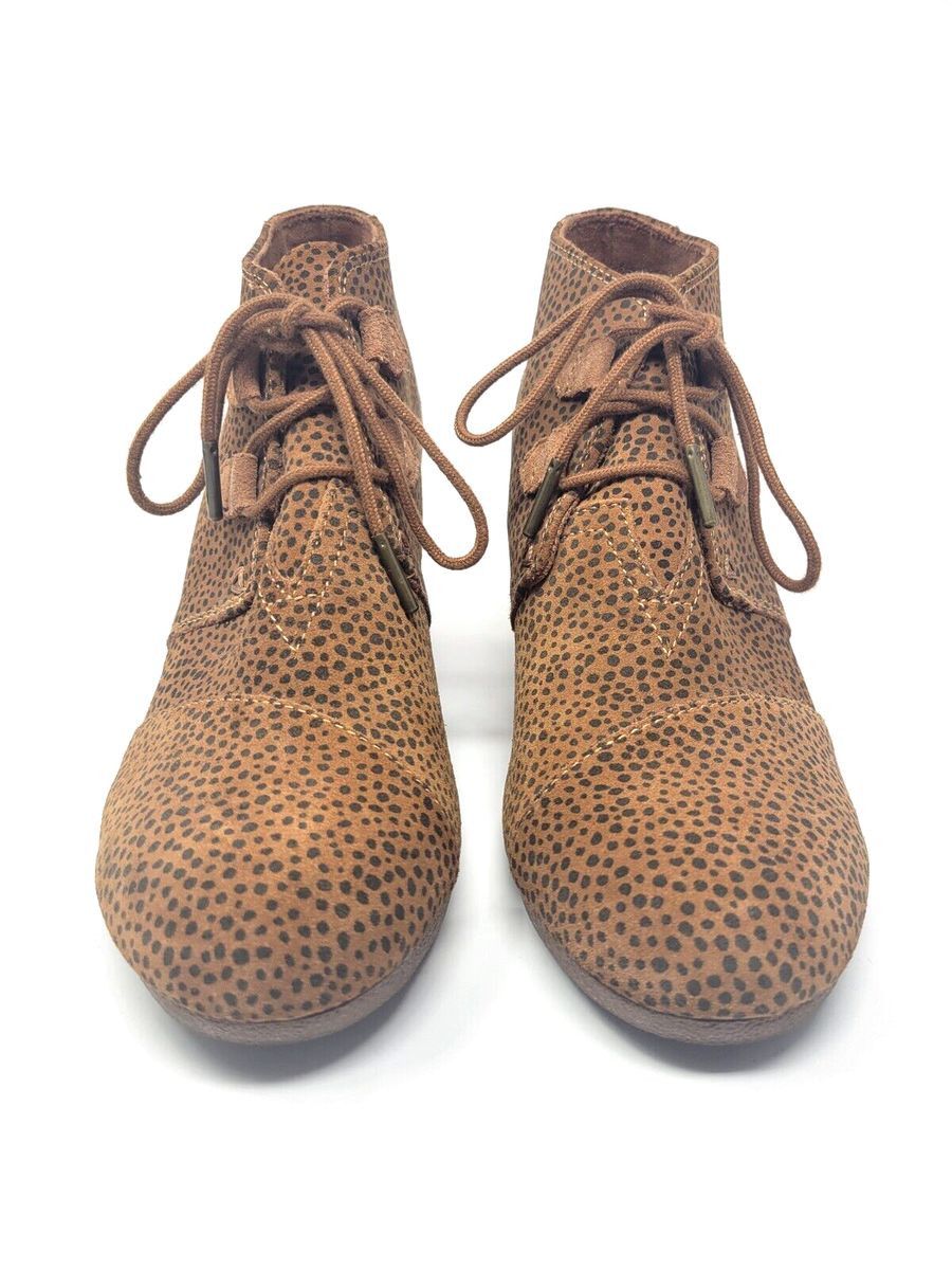 Toms TOMS Kala Wedge Booties Animal Print Suede Lace Up Sz 9.5 Size US 9.5 / IT 39.5 - 6 Thumbnail