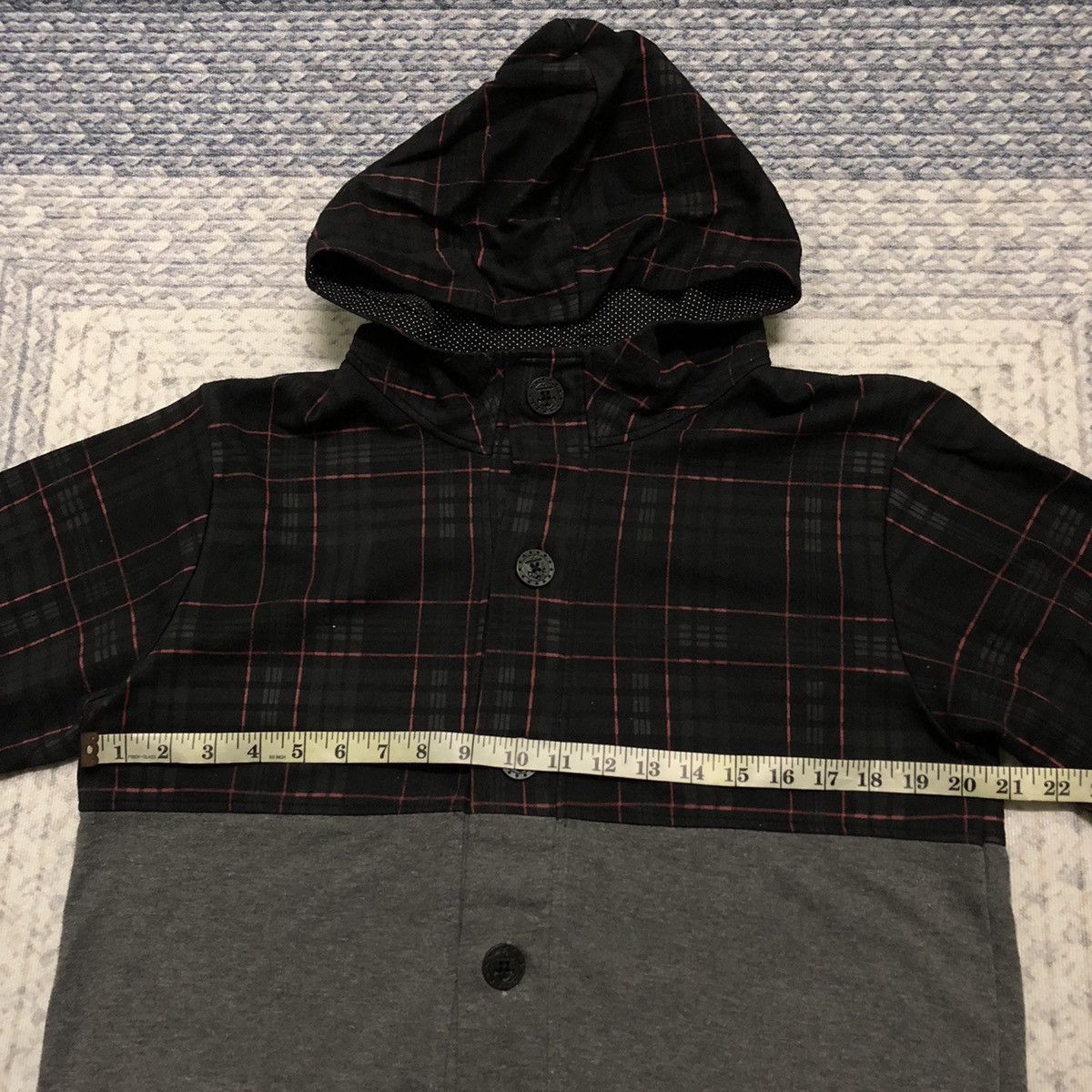 Japanese Brand × semanticdesign Rare Semantic Design Punk Plaid/Grey Button Up Hoodie Size US S / EU 44-46 / 1 - 7 Thumbnail