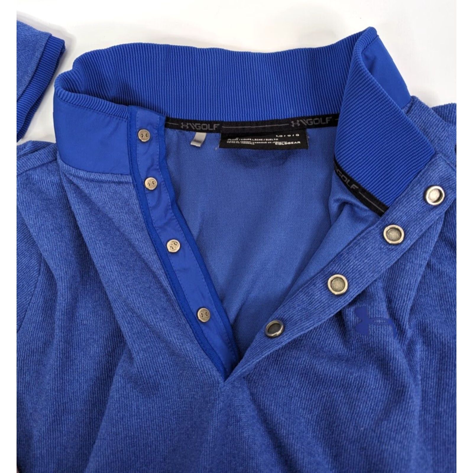 Under Armour Under Armour Mens Large Golf Pullover Sweater 1/4 Button Front Long Sleeve Blue Embroidered Logo Knit Polo Casual Outdoor Vintage: No Size US L / EU 52-54 / 3 - 7 Thumbnail