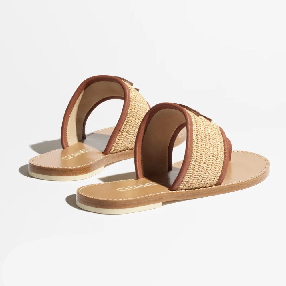 Chanel os11x0426 Chanel Raffia Thong Sandals in Beige/Brown Size US 7.5 / IT 37.5 - 2 Thumbnail