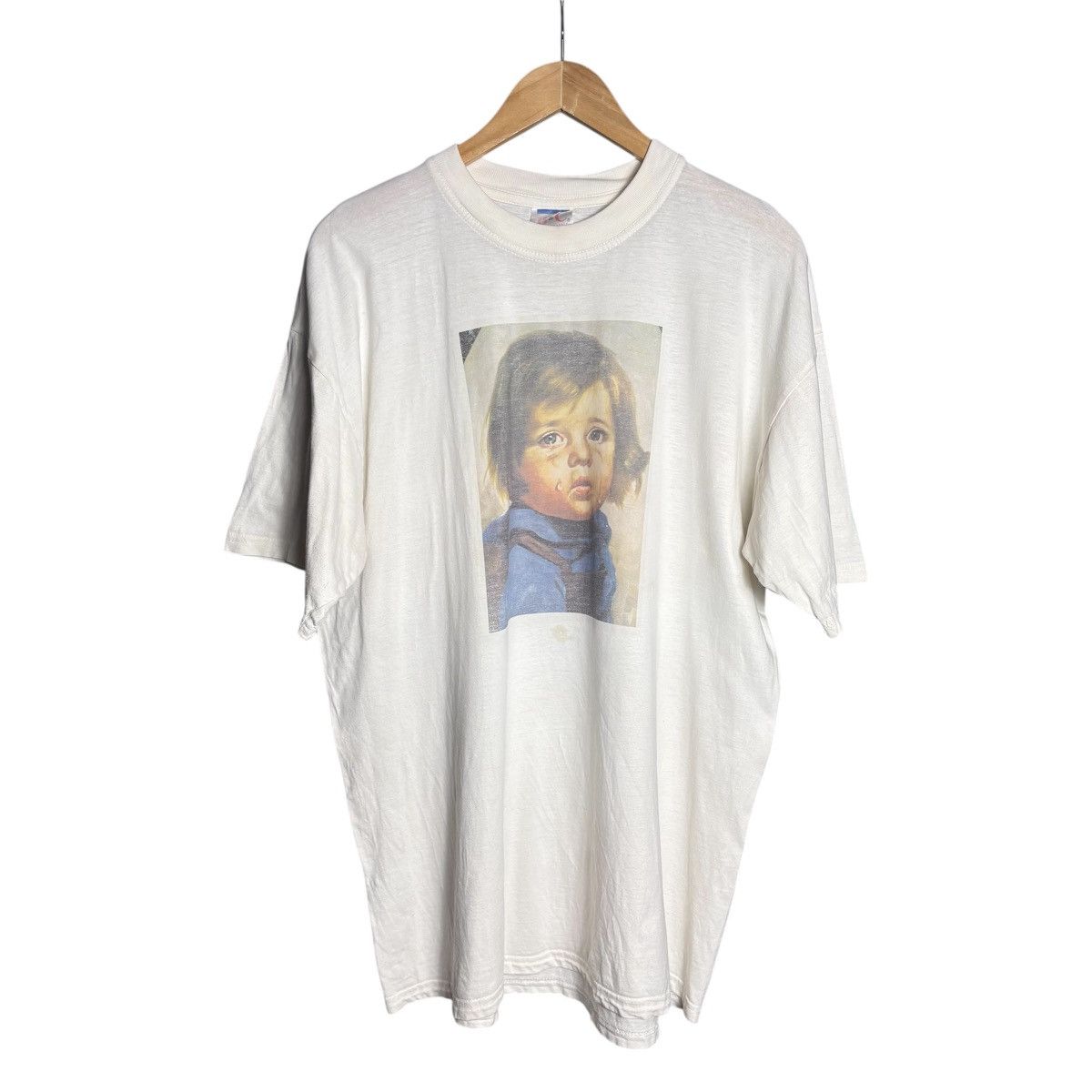 Vintage Vintage 90s The Crying Boy Curse Art Graphic T-Shirt Size US XL / EU 56 / 4 - 1 Thumbnail