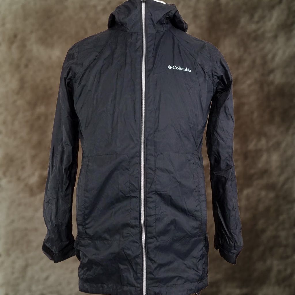 Vintage Columbia Jacket Mens M Black Rain Coat Hooded Full Zip Lined Anorak Parka - Retained all details Size US M / EU 48-50 / 2 - 1 Thumbnail