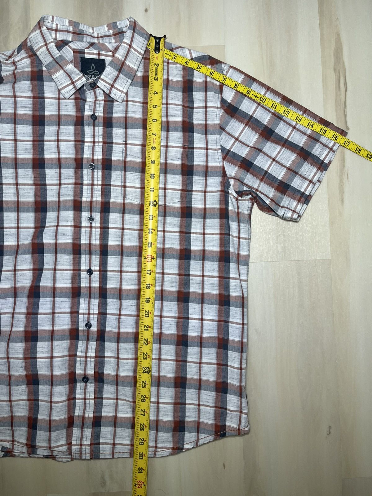 Prana PrAna Shirt Men's Sz XL Button Up S/S Orange Organic Cotton Size US XL / EU 56 / 4 - 5 Thumbnail