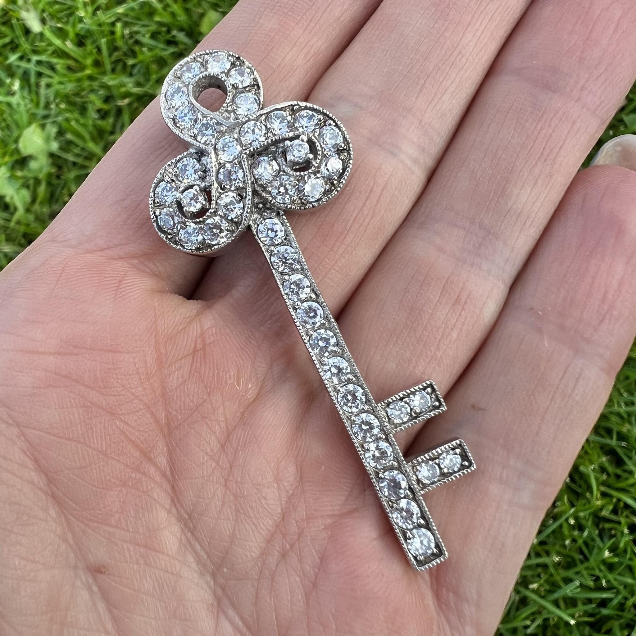 Huge Sterling Silver 925 Jewelry Fashion Pendant Key italy