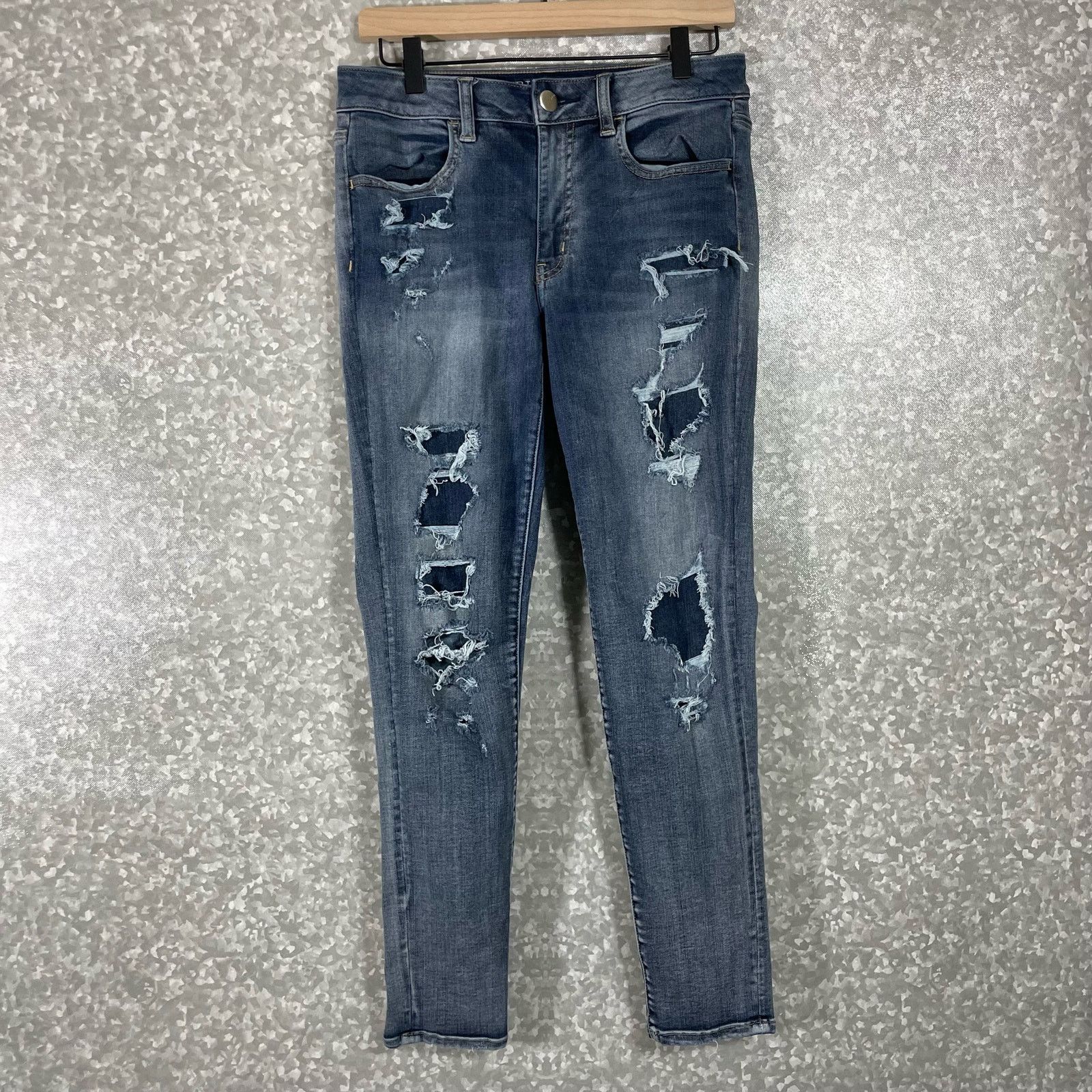 American Eagle Outfitters American Eagle Women's Distressed Hi-Rise Jegging Jeans - 8 Size 30" / US 8 / IT 44 - 1 Thumbnail