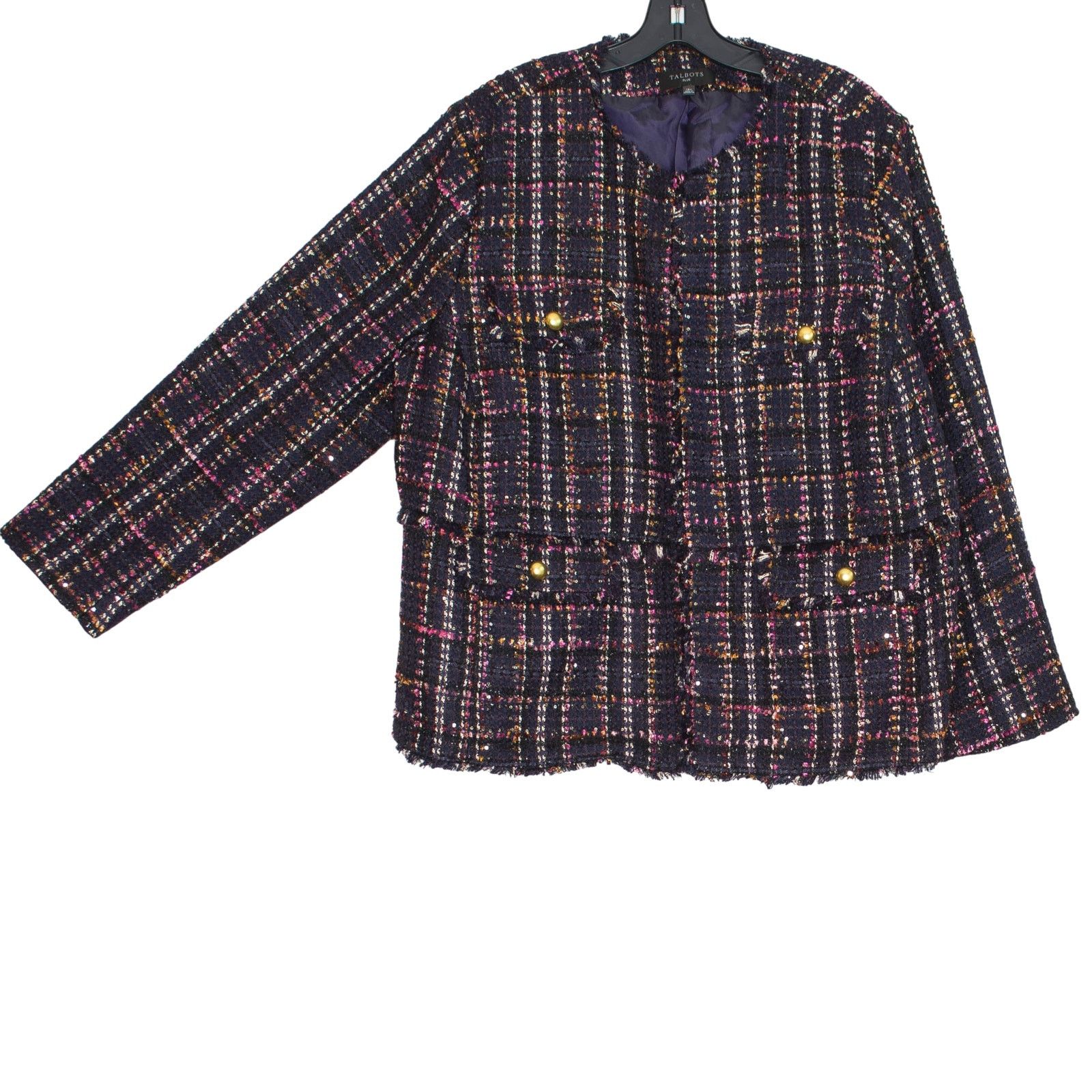 Talbots Talbots Tweed Blazer Navy Sequin Quiet Luxury Old Money 18W Size XXL / US 16-18 / IT 52-54 - 2 Thumbnail