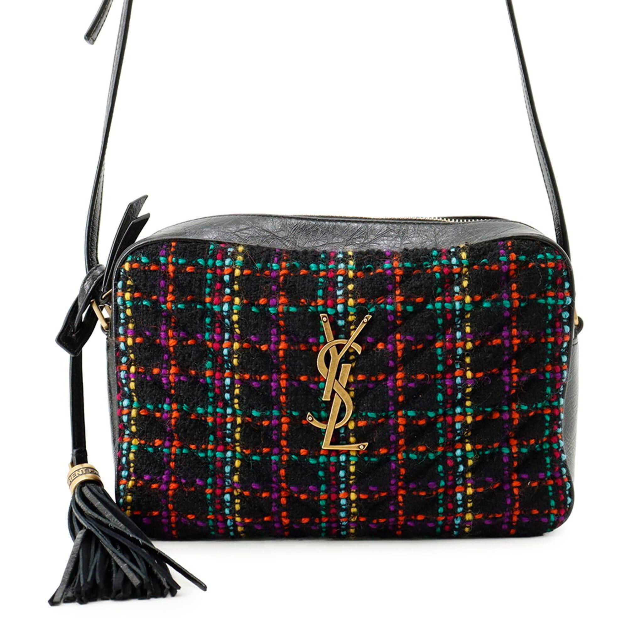 Yves Saint Laurent Yves Saint Laurent Saint Laurent Paris Shoulder Bag Lou Camera Tweed 612544 SAINT LAURENT PARIS Handbag with Tassel Black Women's Size ONE SIZE - 1 Thumbnail