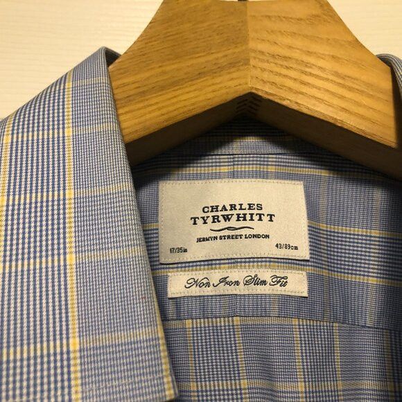 Charles Tyrwhitt CHARLES TYRWITT MEN'S BLUE COTTON DRESS SHIRT 17/35 Size US XL / EU 56 / 4 - 4 Thumbnail