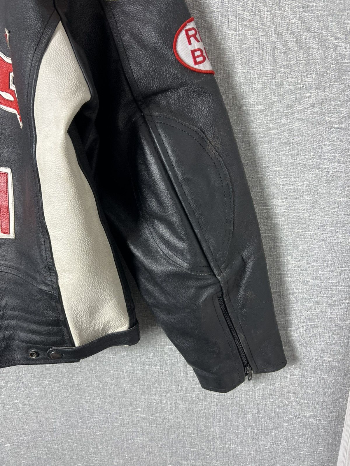 Genuine Leather × Red Bull × Vintage REAL BULL Racing Leather Jacket Biker Alpinestars Michelin Size US L / EU 52-54 / 3 - 18 Thumbnail