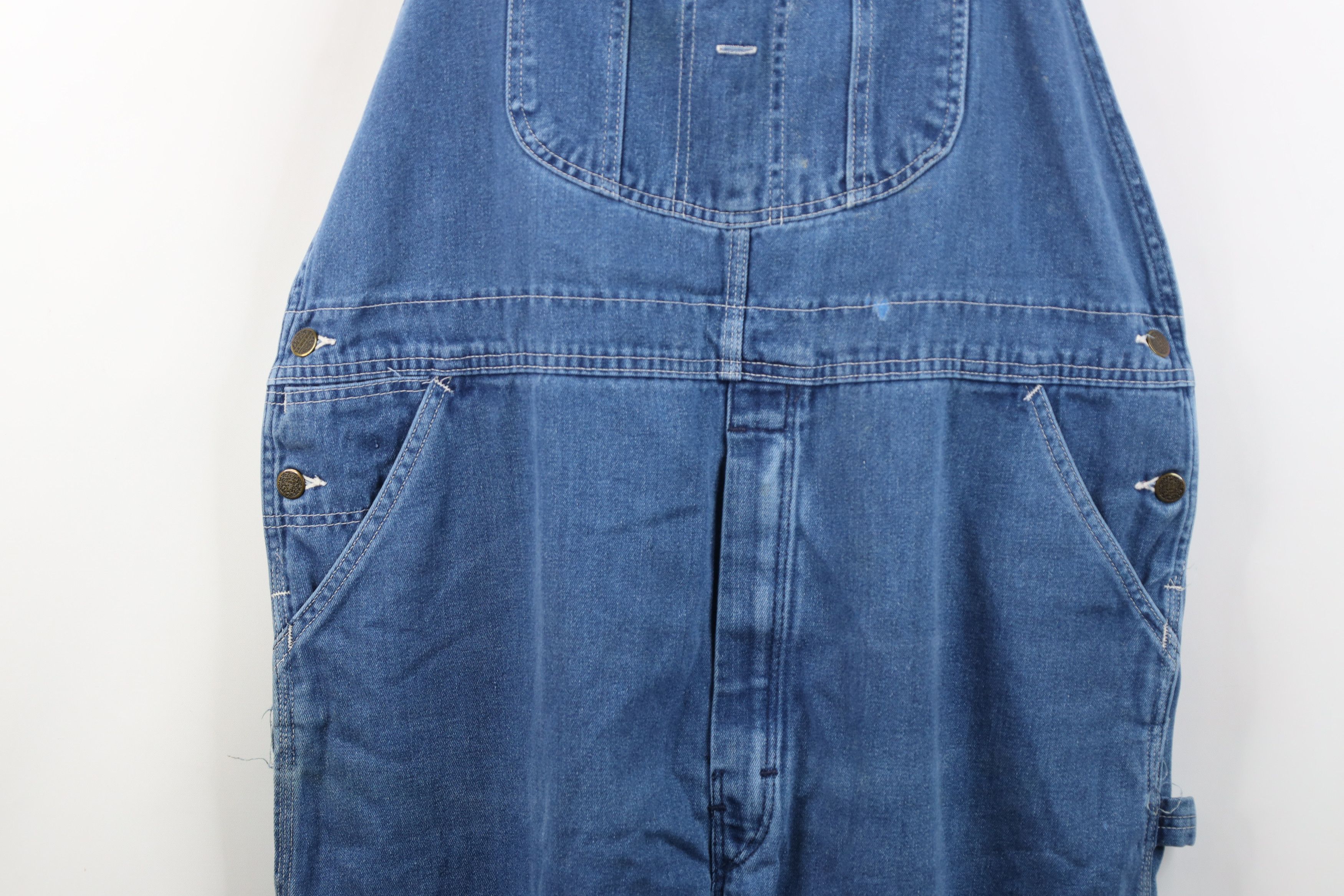 Vintage Vintage 70s Streetwear Distressed Wide Leg Denim Overalls Size US 38 / EU 54 - 3 Thumbnail