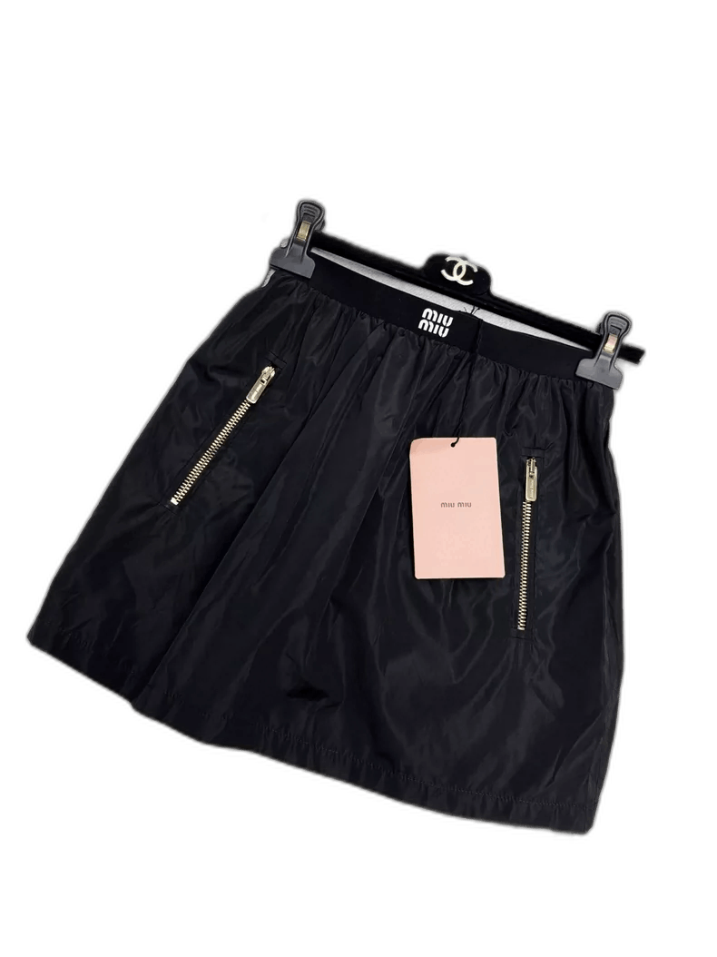 Miu Miu Miu Miu Black Nylon Skirt with Tags Size 36" / US 14 / IT 50 - 1 Thumbnail