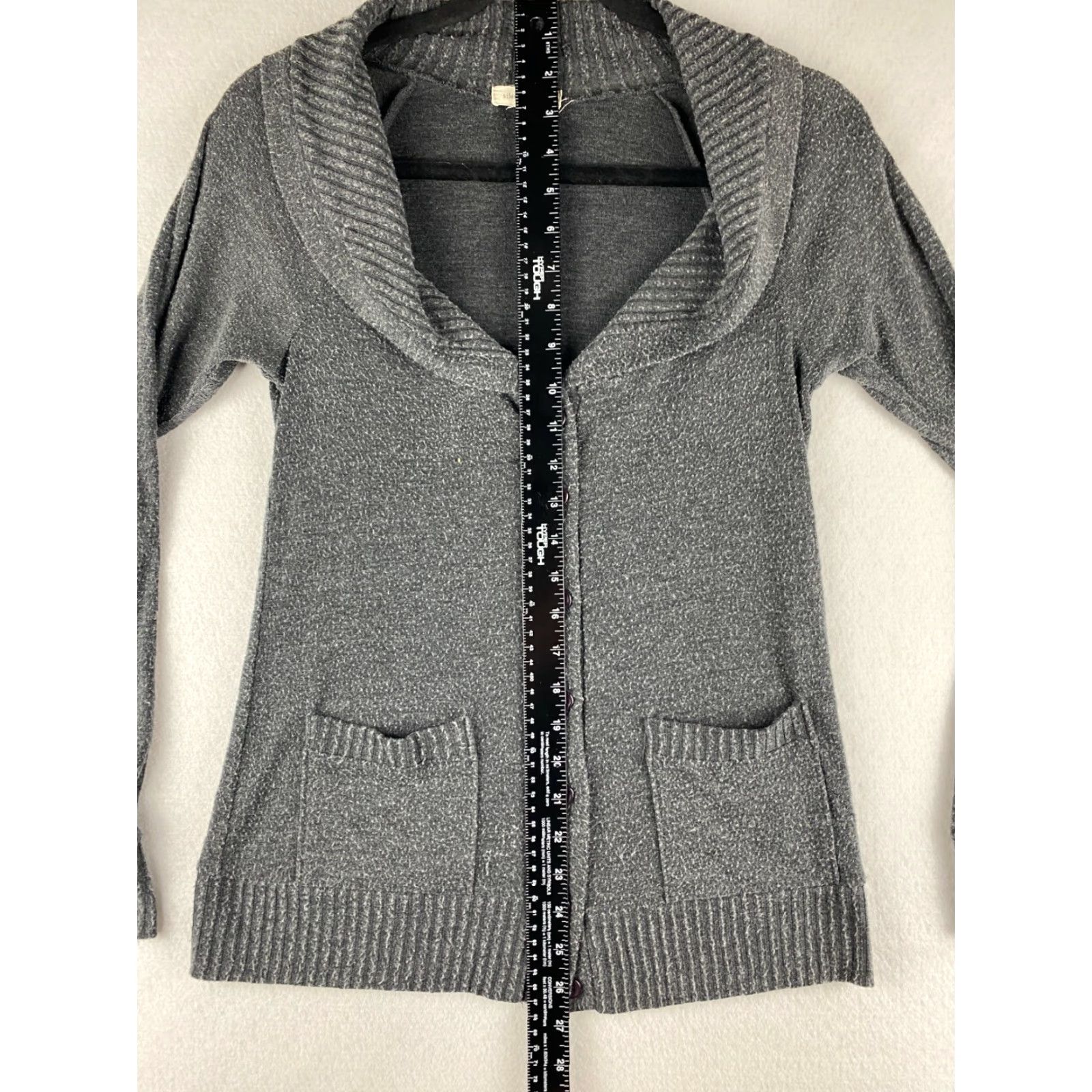 Vintage Silence + Noise Cardigan Sweater Womens M Gray Button Front Pockets Casual Modern Knit, Cardigan, Women, M, Gray, Silence + Noise, Sweater, Cardigan Size M / US 6-8 / IT 42-44 - 5 Thumbnail