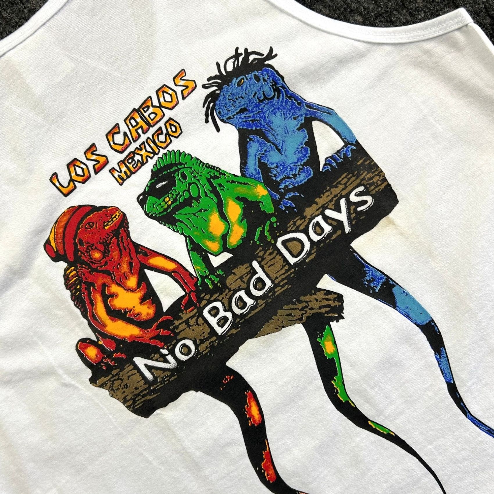 Vintage VINTAGE Flass Shirt M White Cotton Graphic Print Logo Sleeveless T-Shirt Men Iguanas Band Beach California 90s Style M Mens Size US M / EU 48-50 / 2 - 6 Thumbnail