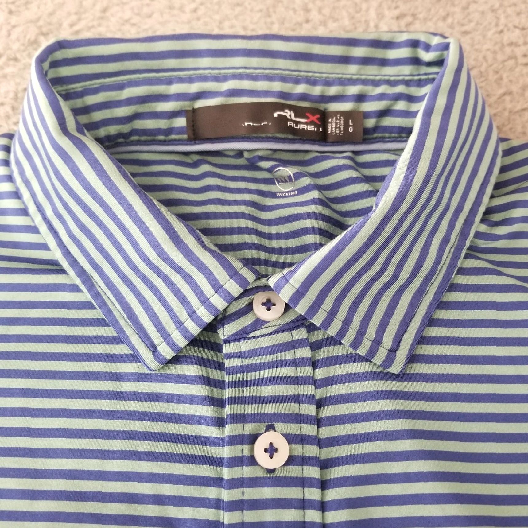RLX Ralph Lauren RLX Ralph Lauren Polo Shirt Adult Large Blue Green Stretch Golf Performance Mens Size US L / EU 52-54 / 3 - 5 Thumbnail