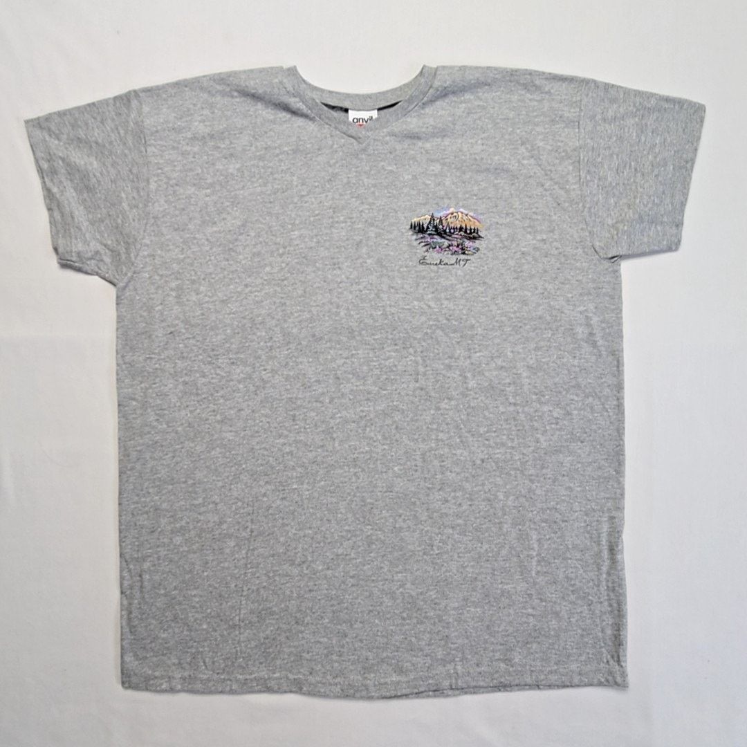 Anvil Vintage Eureka Montana Gray Mountain Scene V-neck XL Tee Size XL / US 12-14 / IT 48-50 - 1 Thumbnail