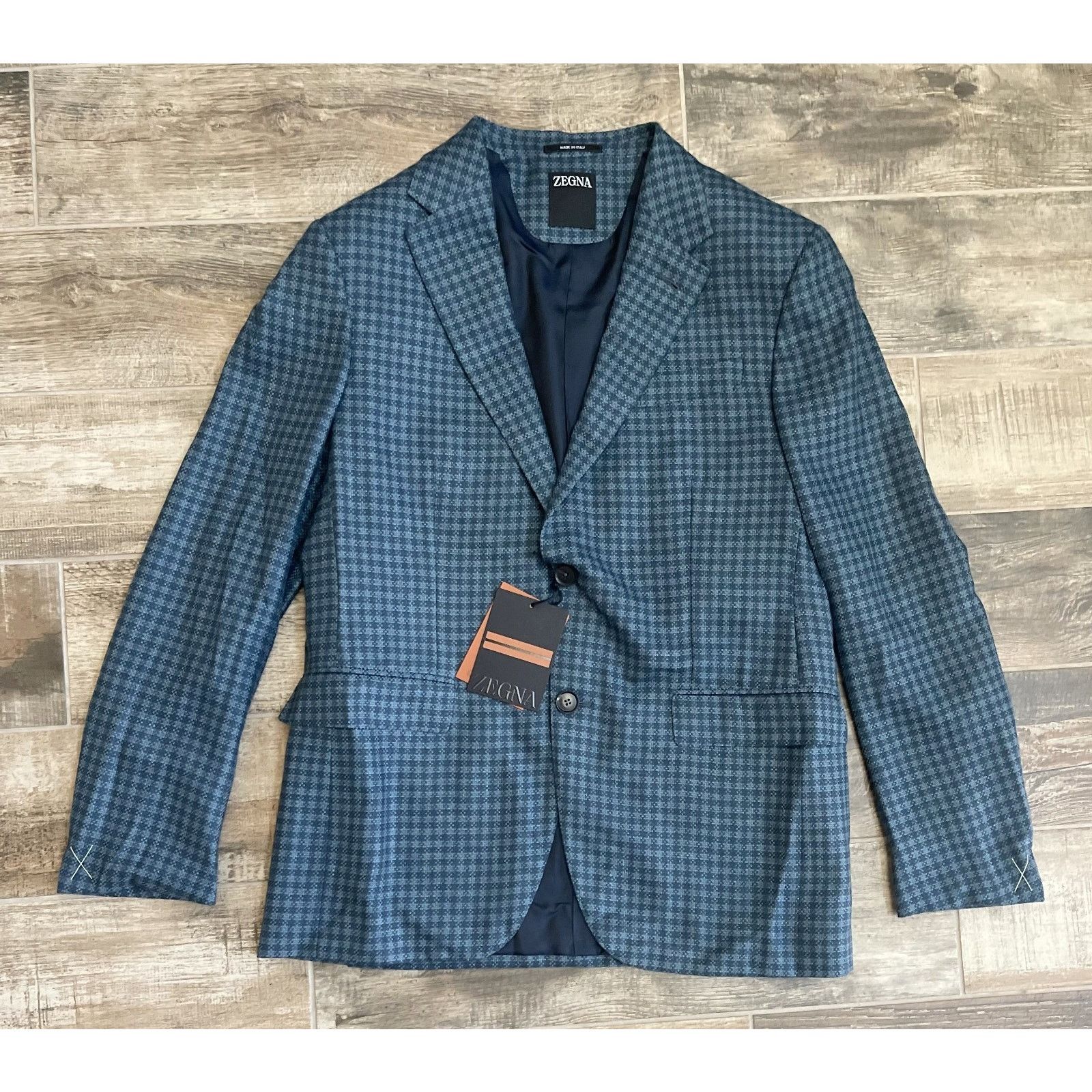Ermenegildo Zegna $4595 NWT ZEGNA Blue Micro Check Cashmere Sport Coat 52(42)R Size 42R - 2 Thumbnail