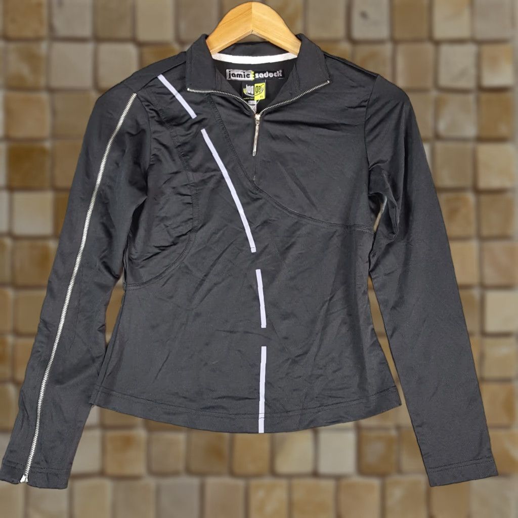 Vintage VINTAGE Jamie Sadock Windbreaker Jacket Women XS Black Zip Up Lightweight Mid-Length Windbreaker 80s 90s Y2K Retro Pockets Full Zip Logo Embroidered Size XS / US 0-2 / IT 36-38 - 1 Thumbnail