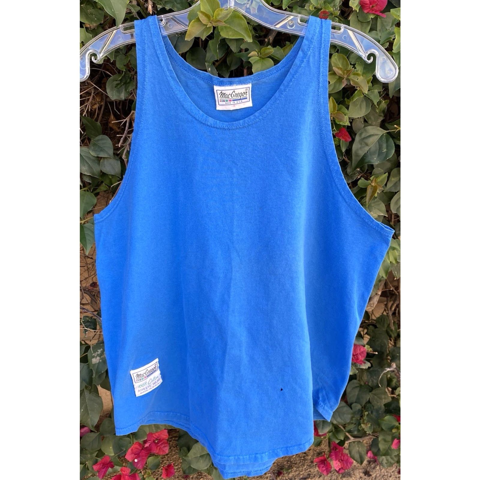 McGregor VINTAGE MacGregor Athletic Tank Top Blue 80s 90s Mens M Worn Hole Made In USA Size US M / EU 48-50 / 2 - 2 Thumbnail