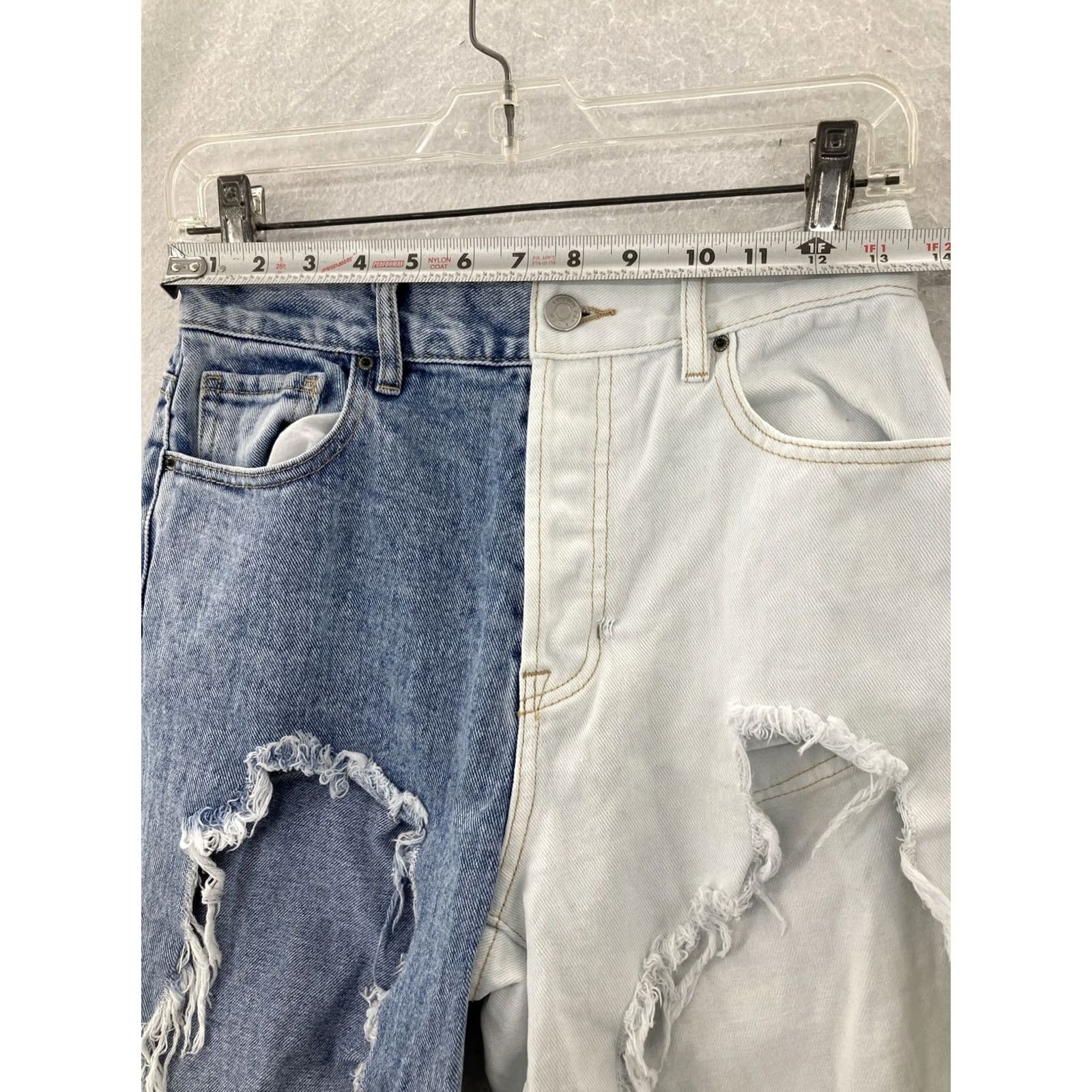 Pacsun PacSun Jeans Women’s 26 Blue/White High Rise Straight Distressed Raw Hem Size 26" / US 2 / IT 38 - 3 Thumbnail
