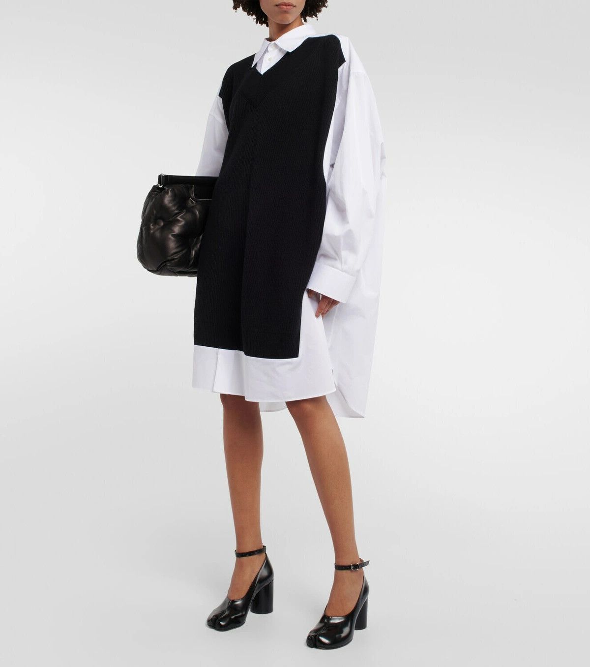 Maison Margiela o1y0625 Midi Dress in Black/White Size S / US 4 / IT 40 - 5 Thumbnail