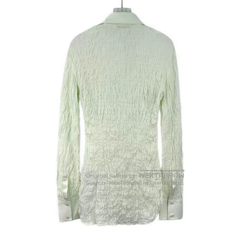 Acne Studios Acne Studios Light green pleated cotton collar single-brea Size XXS / US 00 / IT 34 - 2 Thumbnail