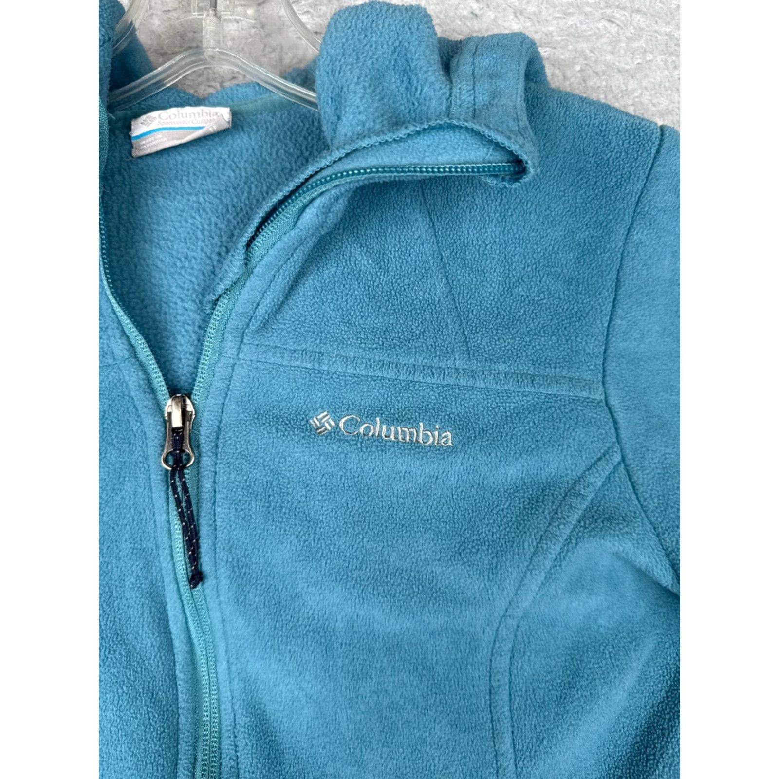 Vintage Columbia Jacket Women XS Blue Full Zip Hooded Pockets Lightweight Fleece Polyester Casual Outdoor College Logo Modern Jacket Size XS / US 0-2 / IT 36-38 - 6 Thumbnail