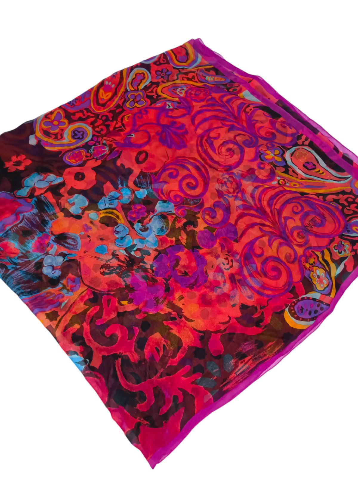 Lui di Lancetti LANCETTI Italy Floral Flowers Woman Orange Pink Scarf Size ONE SIZE - 4 Thumbnail