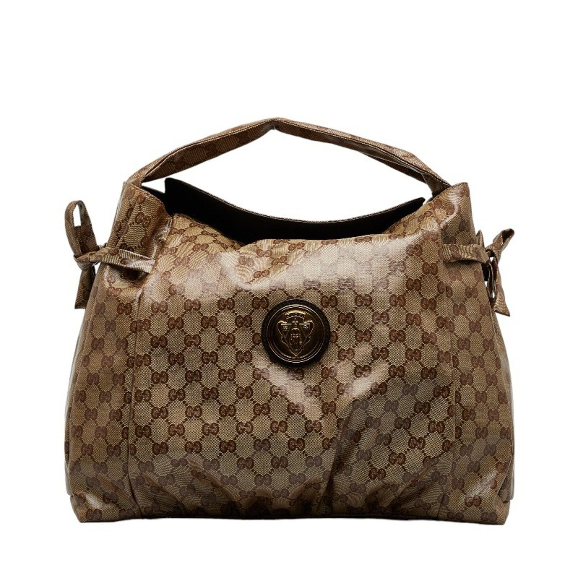 image of Gucci Hysteria Crest Handbag 286307 Beige Brown Pvc Women's in White