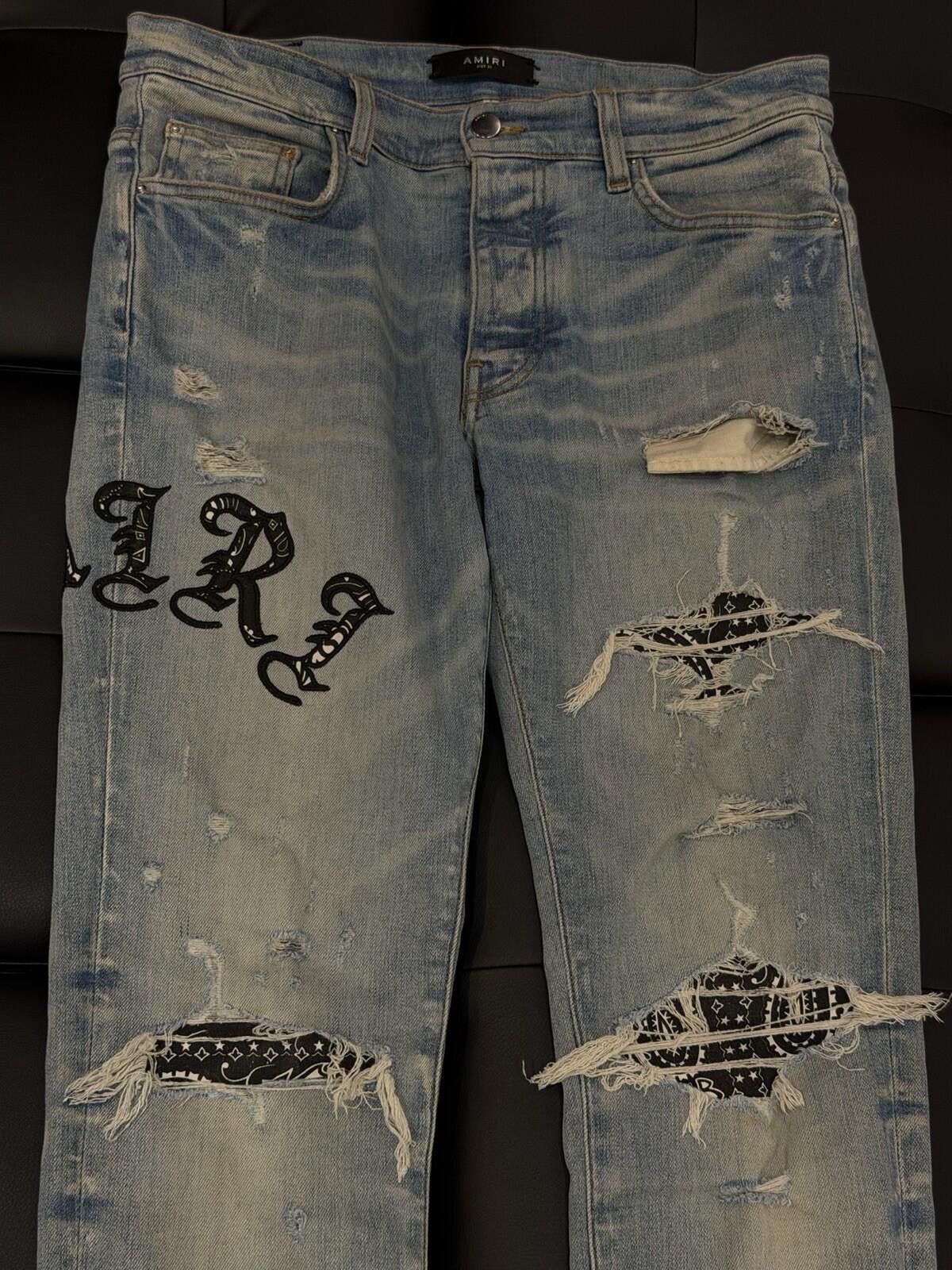 Amiri Size 31 - Amiri Blue Wrap Logo Jeans 100% Authentic Size US 31 - 1 Thumbnail