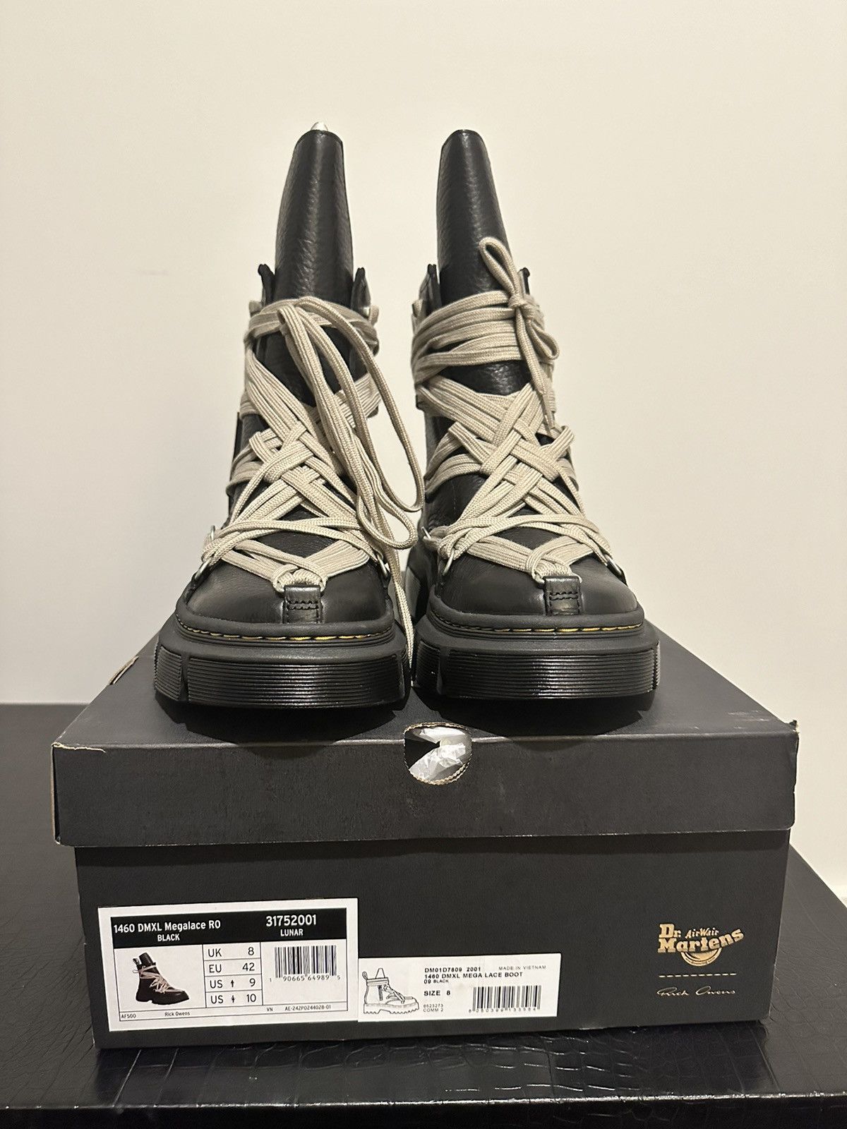 image of Dr Martens Rick Owens Megalace Dmxl Shoes in Black, Men's (Size 9)