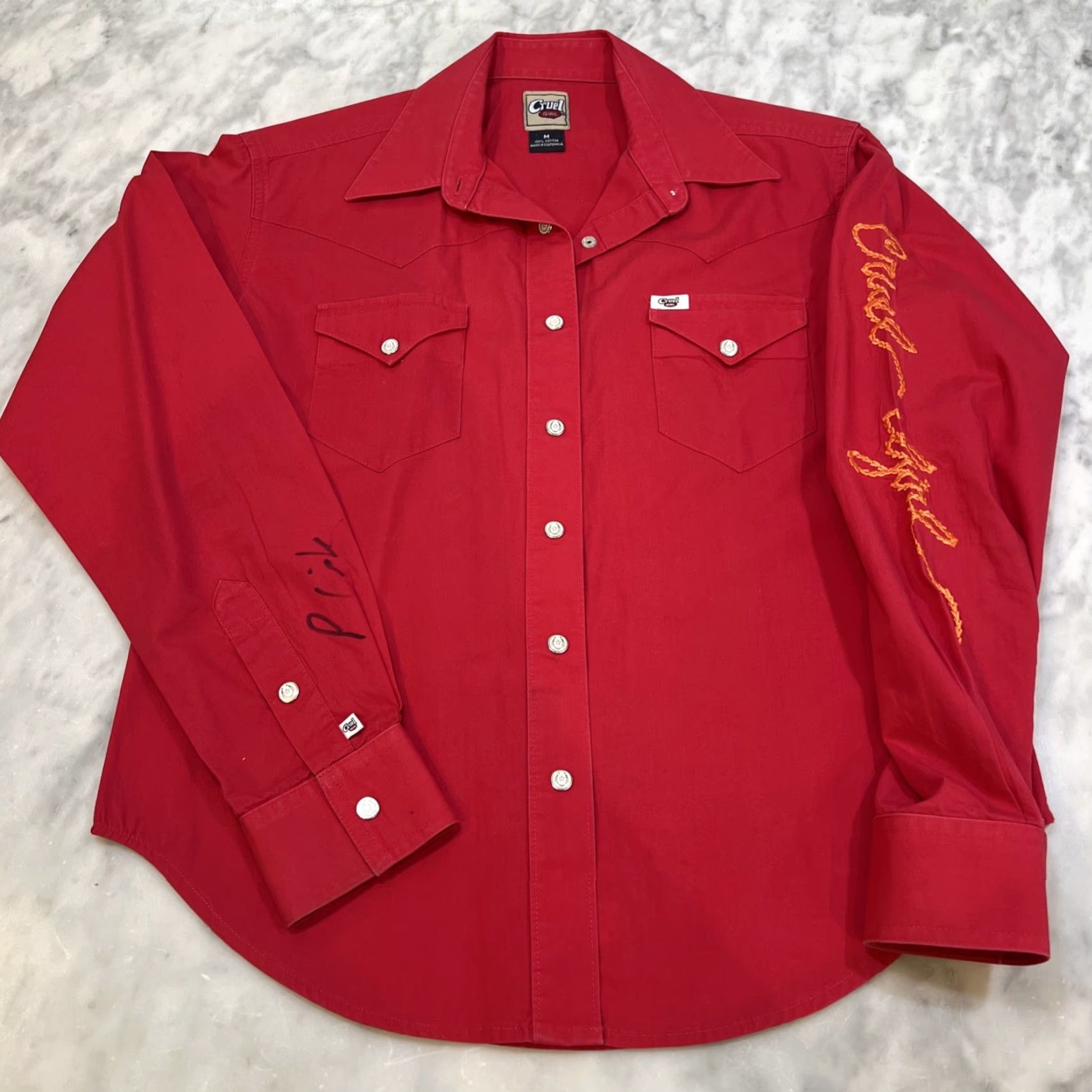Vintage Cruel Girl Western Snap Shirt Women’s M Long Sleeve Horse Shoe Snaps Red READ Size M / US 6-8 / IT 42-44 - 2 Thumbnail