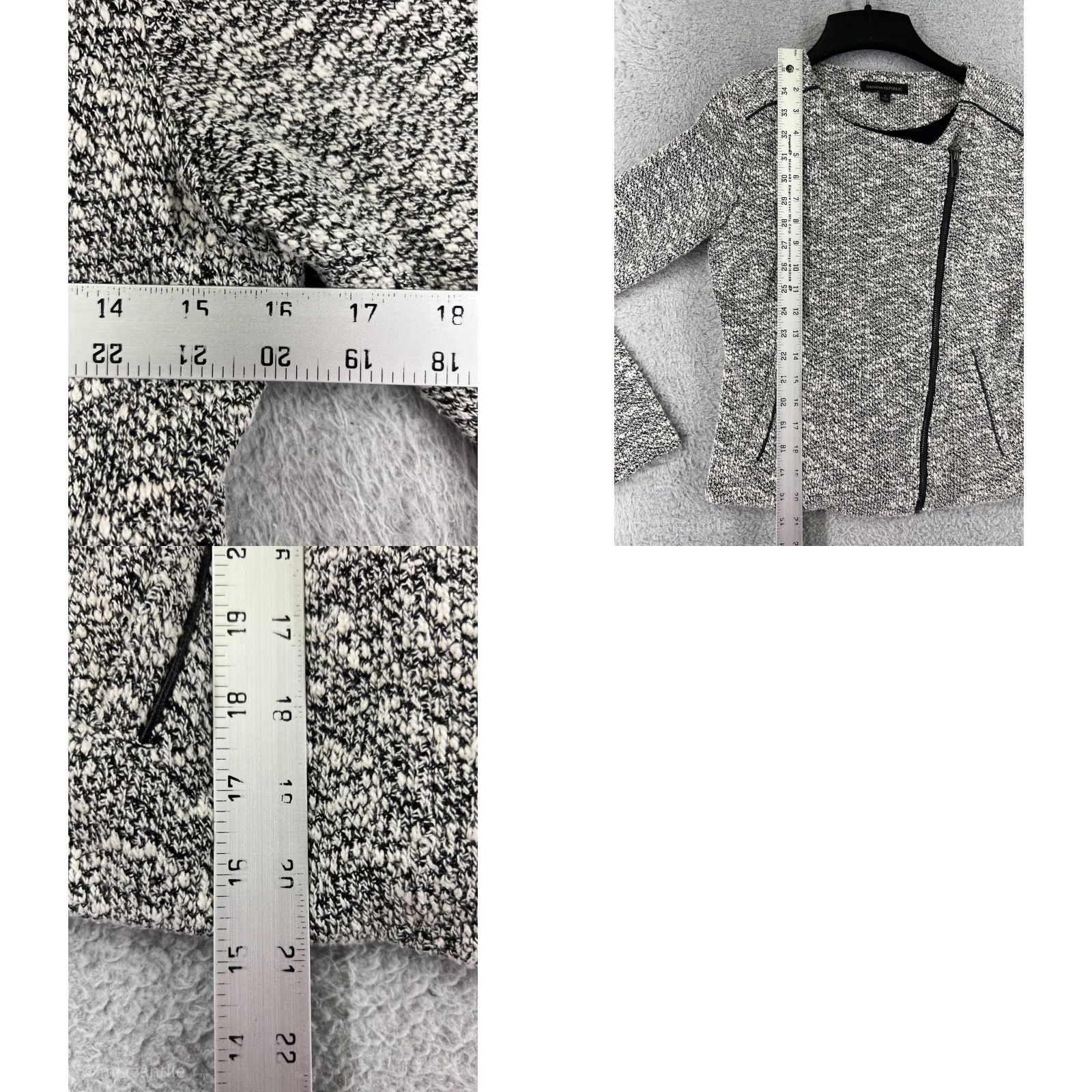 Banana Republic Banana Republic Jacket Women 0 White Black Asymmetric Full Zip Cotton Crop Treny Womens Size XS / US 0-2 / IT 36-38 - 9 Thumbnail