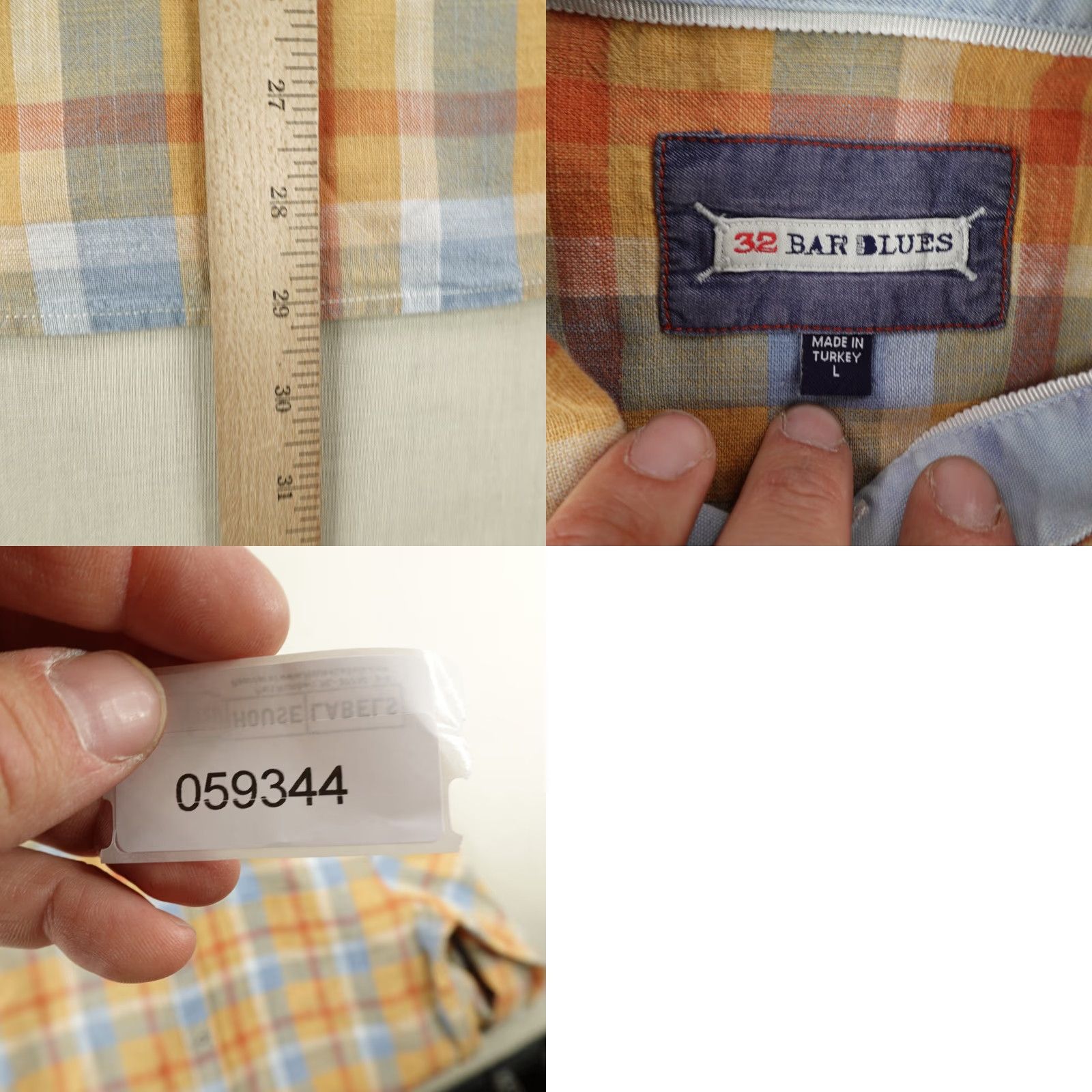 Vintage 32 Bar Blues Plaid Button-Up Shirt Men Large Orange Long Sleeve Casual Outdoor Size US L / EU 52-54 / 3 - 8 Thumbnail