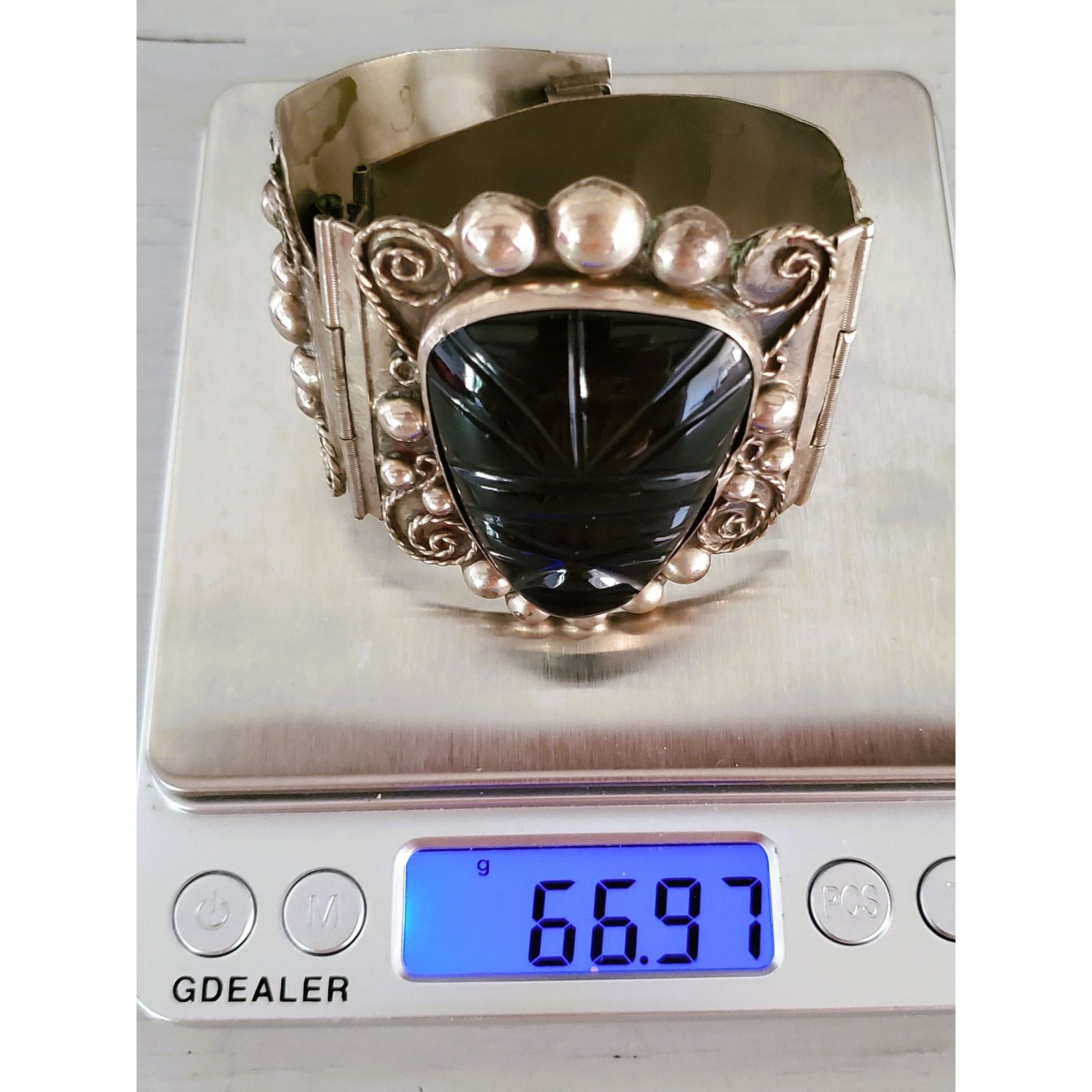 Other Vintage Large Silver Panel Onyx Mexico Panel Bracelet Size ONE SIZE - 11 Thumbnail