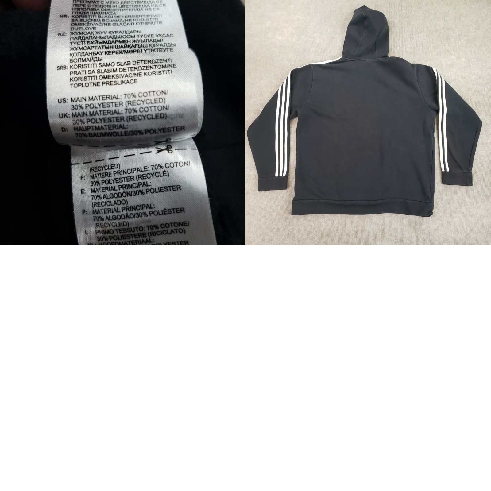 Adidas Adidas Hoodie Mens Large Black Stripes Hooded Long Sleeve Shirt Size US L / EU 52-54 / 3 - 8 Thumbnail