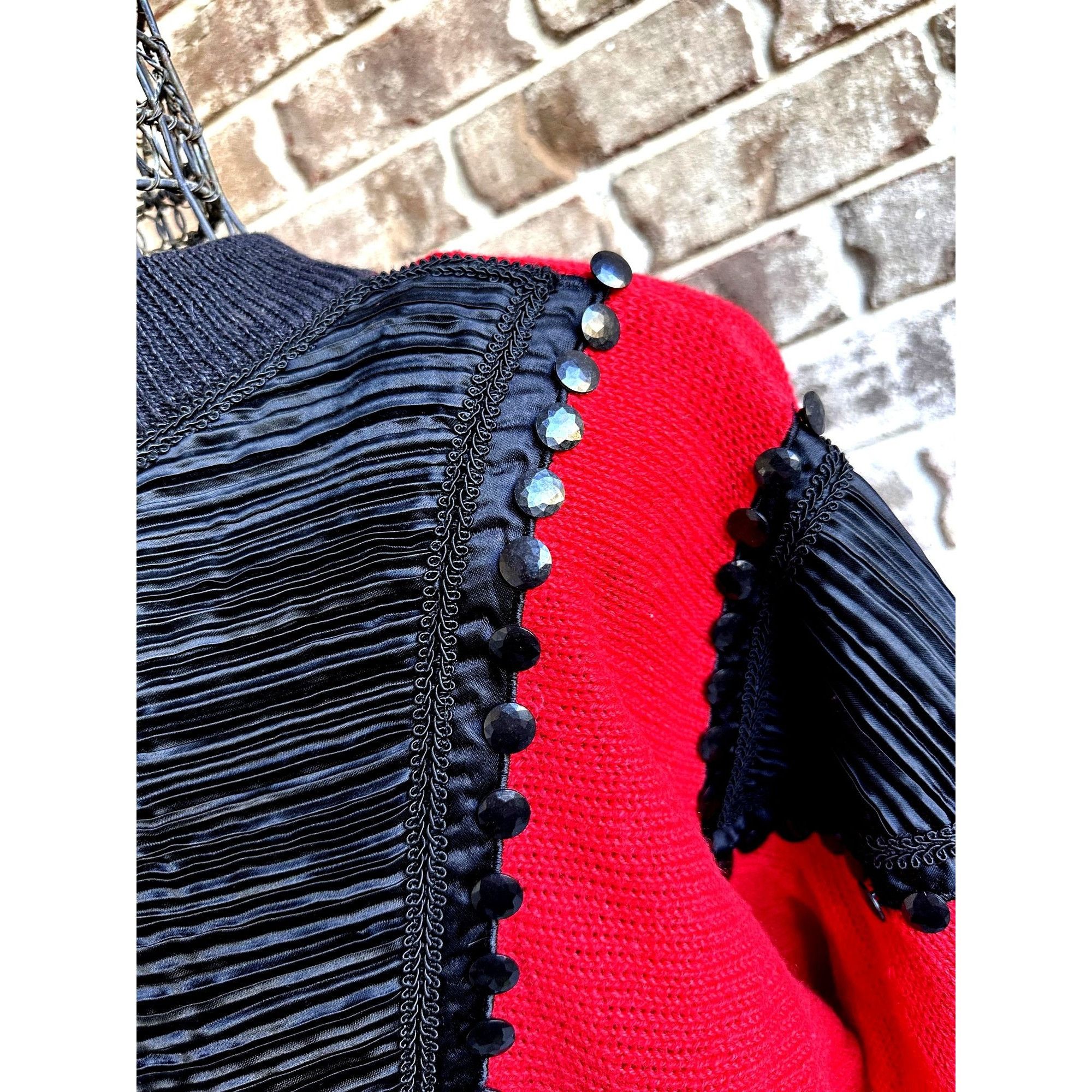 Vintage Vintage 80s Bonnie Bill by Holly Medium Sweater Red Black Size M / US 6-8 / IT 42-44 - 3 Thumbnail