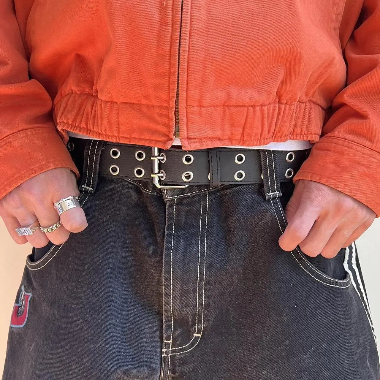 Cowboy Equipment y2k style round studded vegan leather grunge belt Size ONE SIZE - 2 Thumbnail