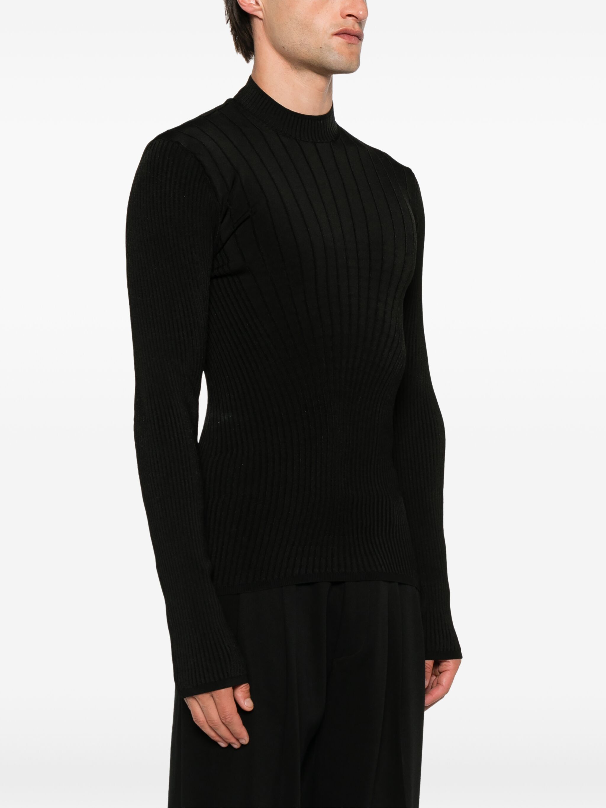 Mugler o1s22i1n1124 Fitted Long-Sleeved Top in Black Size US M / EU 48-50 / 2 - 3 Thumbnail