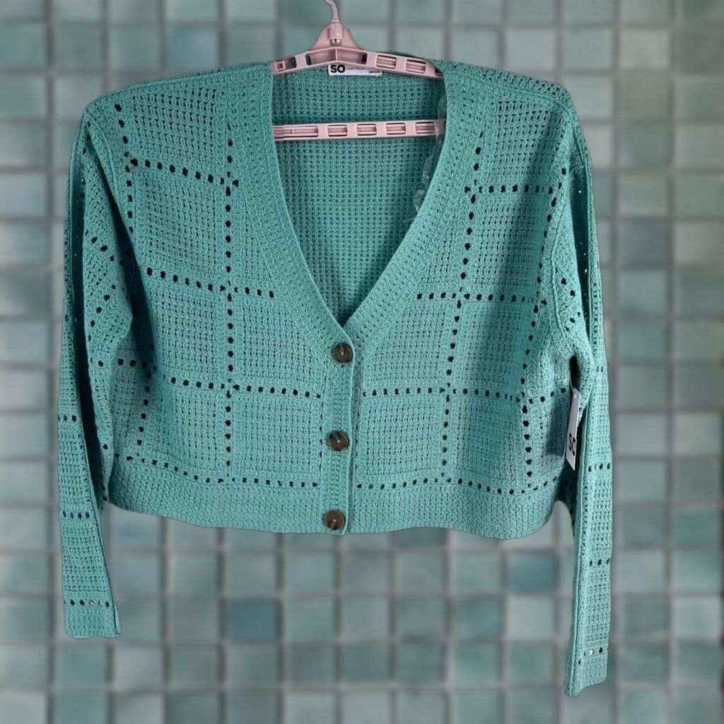 Altea SO Crocheted Drifter Cardigan Sweater Women’s Size S Island Teal NWT Size S / US 4 / IT 40 - 1 Thumbnail