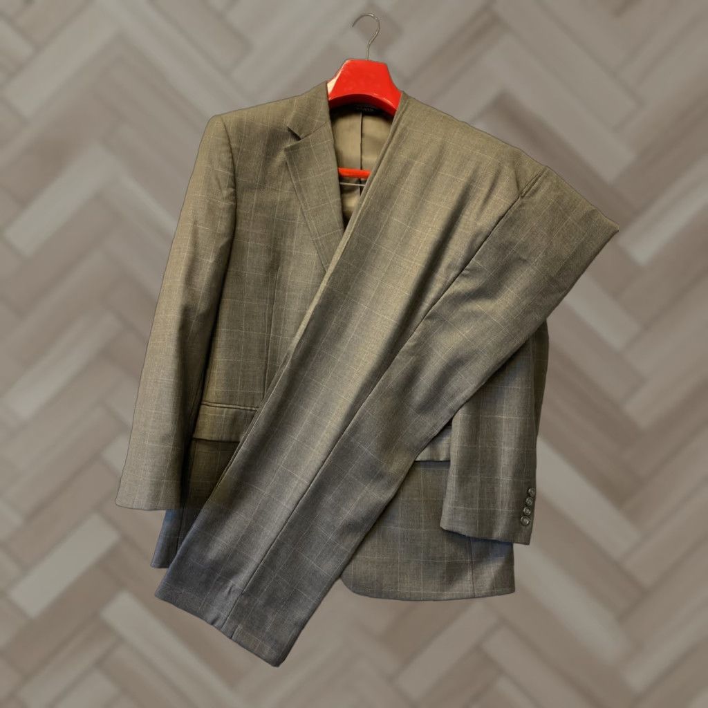 Jos. A. Bank Jos. A. Bank 42R Wool Blend Suit Pants 36 Jacket Dark Green Gray Plaid Size 42R - 1 Thumbnail