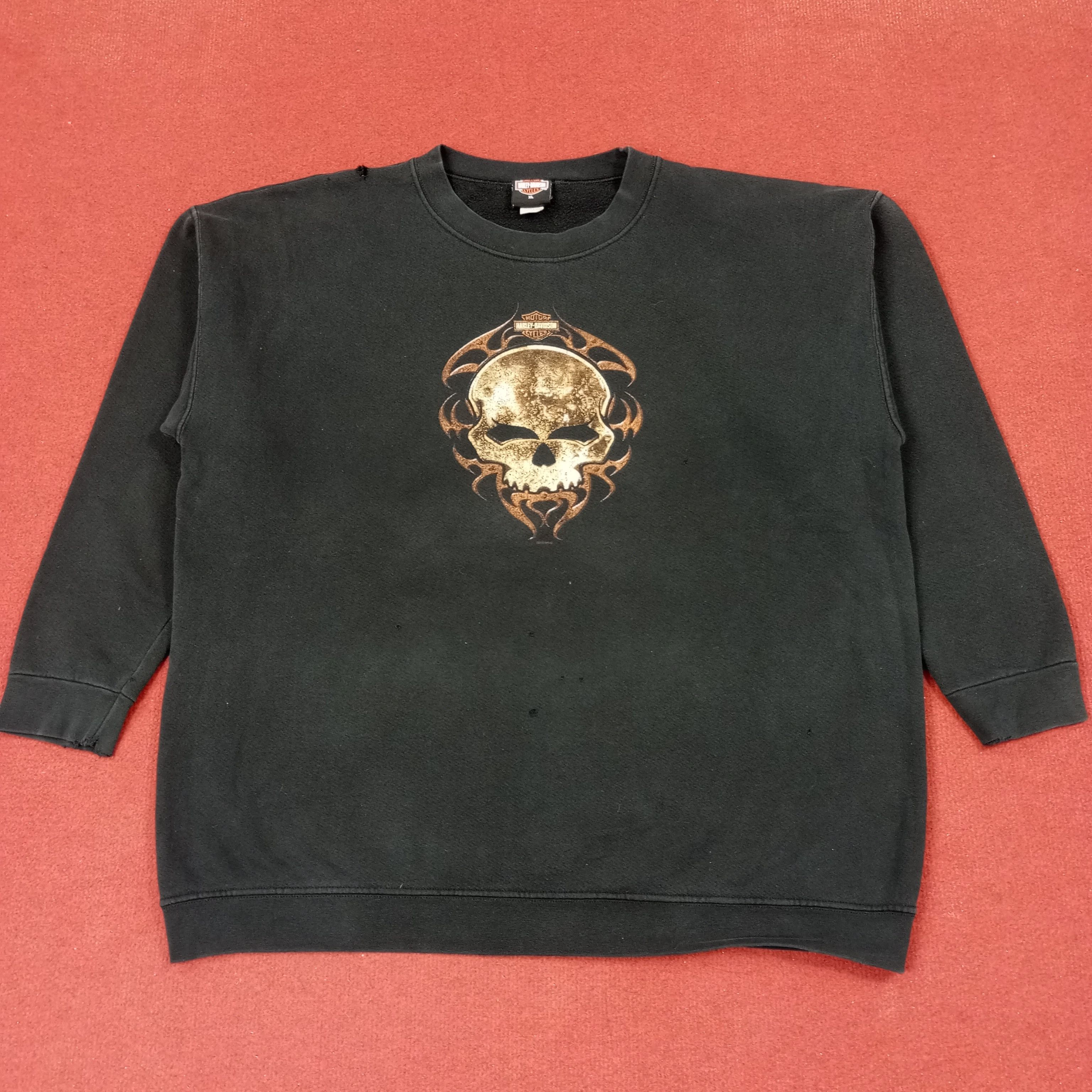 Harley Davidson × Vintage Harley Davidson Skulls Design Sweatshirt c221n23 Size US XL / EU 56 / 4 - 1 Thumbnail