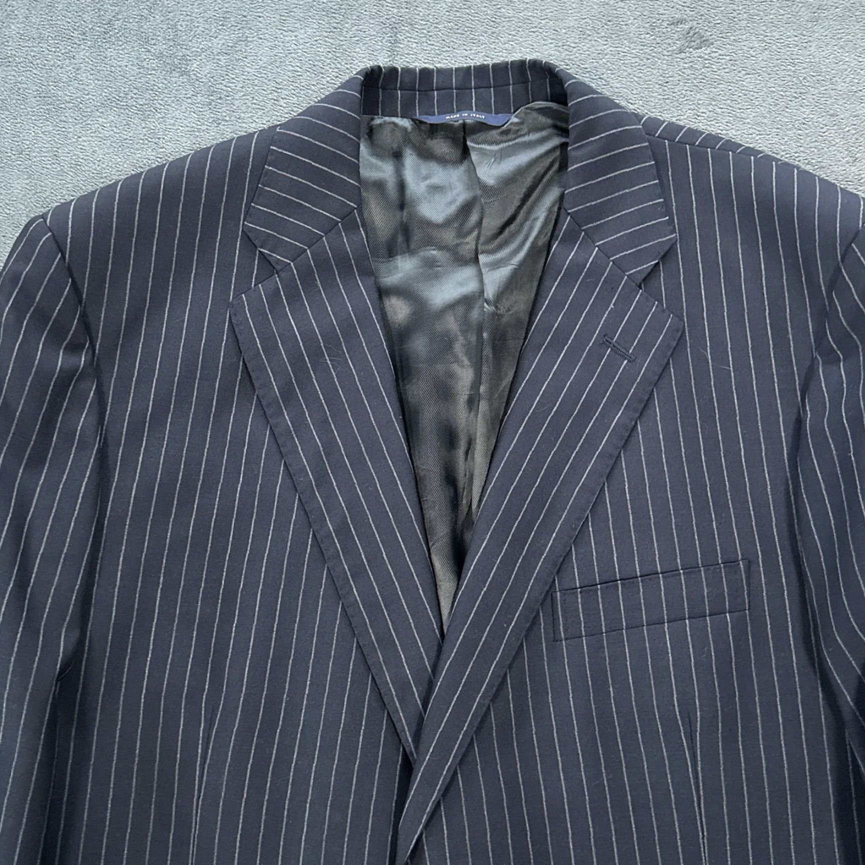 Brooks Brothers Brooks Brothers 1818 Suit Jacket Mens 46R Navy Blue Pinstripe Regular Fit Double-Vented Wool Classic Preppy Size 46R - 2 Thumbnail