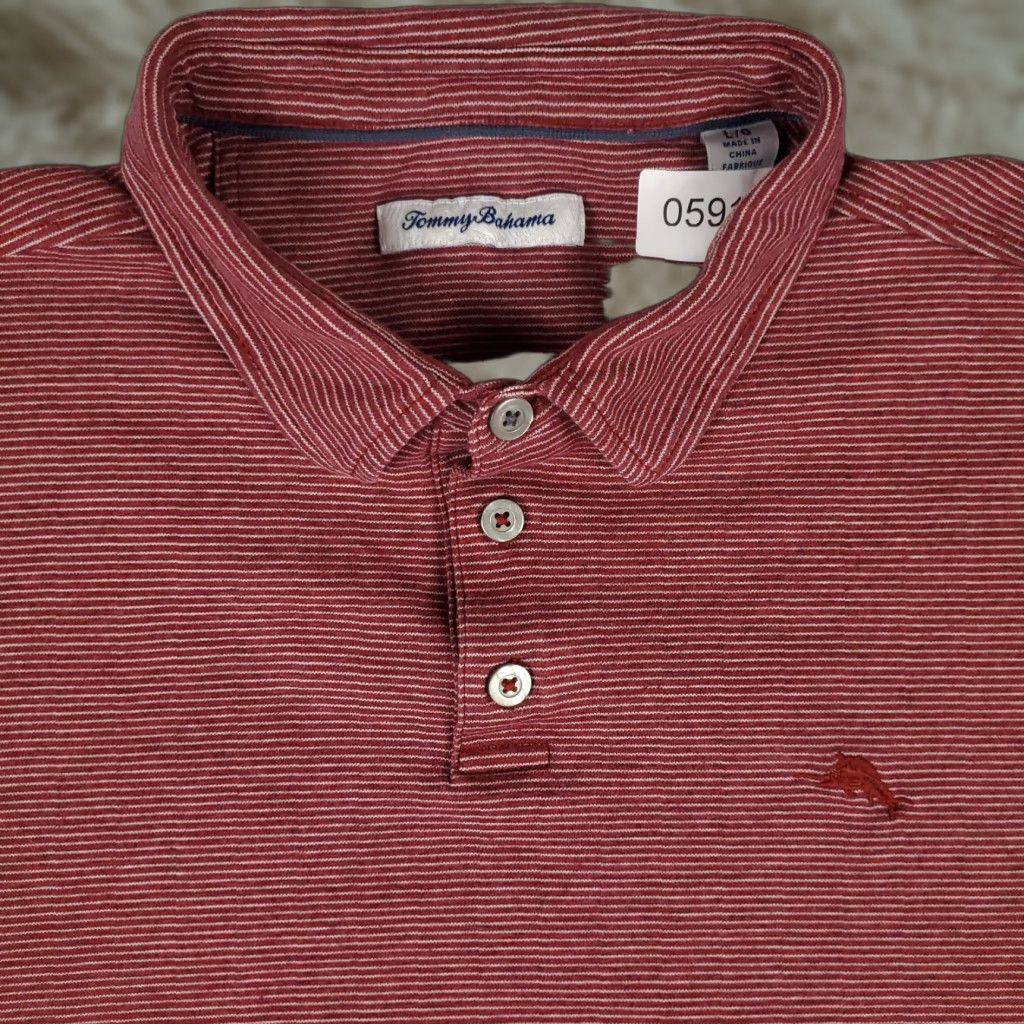 Tommy Bahama Tommy Bahama Polo Shirt Mens Large Red Striped Marlin Casual Short Sleeve Size US L / EU 52-54 / 3 - 1 Thumbnail