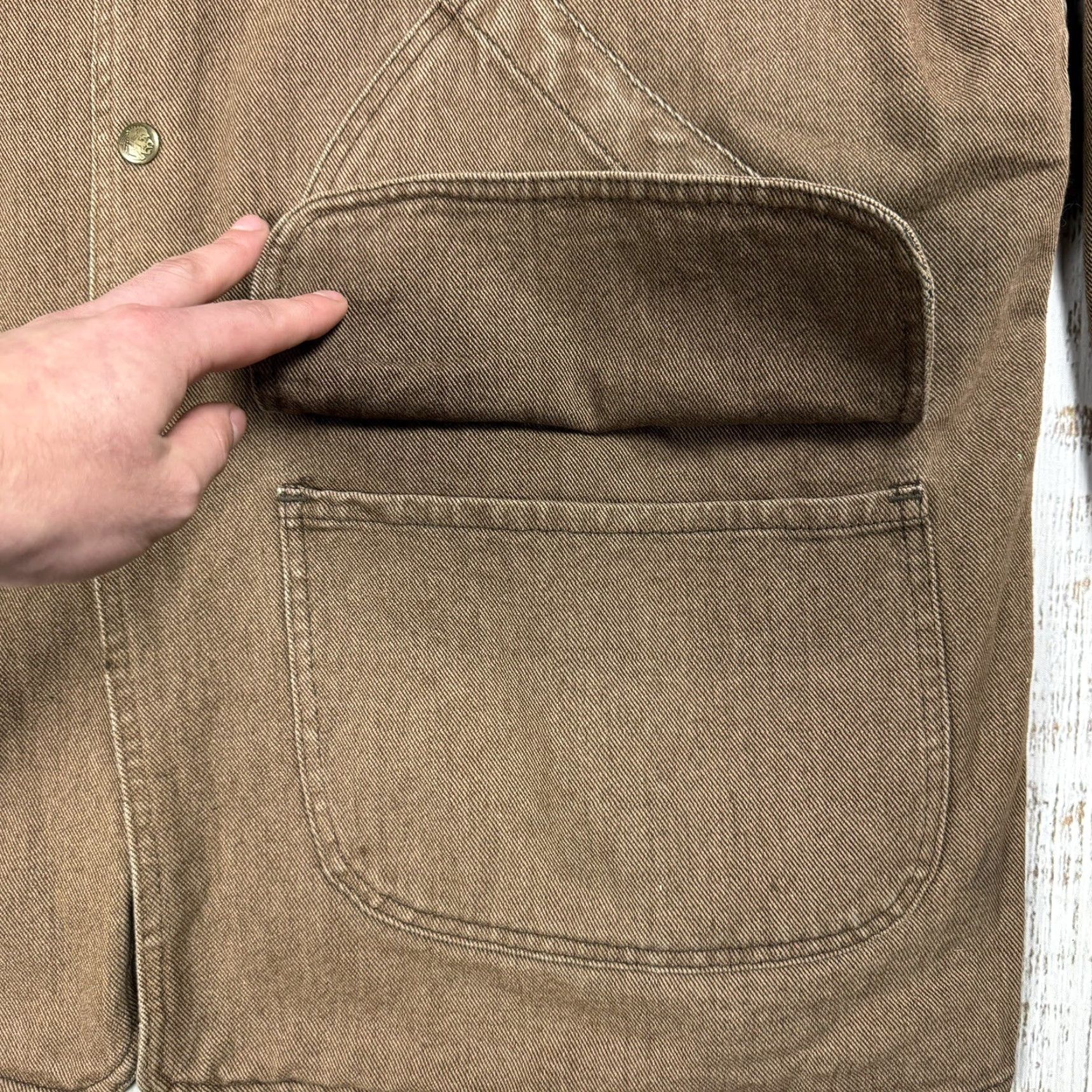 Vintage VINTAGE Woolrich Southwest Aztec Wool Blanket Lined Denim Chore Coat XL Mens Barn Jacket Size US XL / EU 56 / 4 - 5 Thumbnail