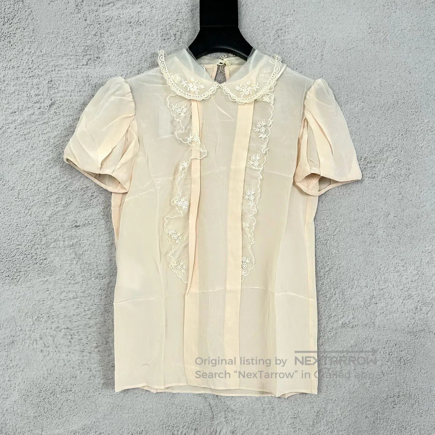 Miu Miu Miu Miu size36 Lace-trimmed silk short-sleeved top made fro Size S / US 4 / IT 40 - 1 Thumbnail
