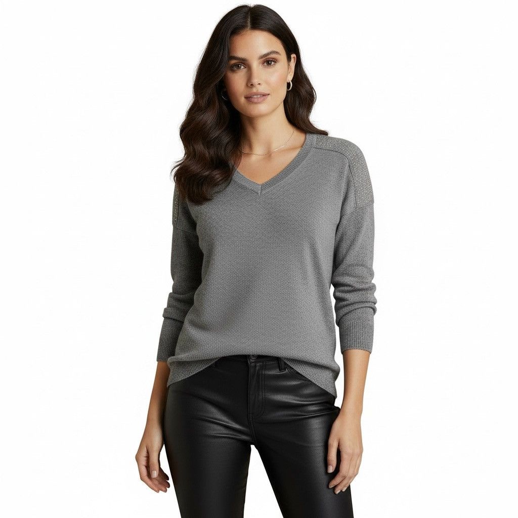 Bloomingdale's Bloomingdale's 100% Cashmere Embellished Shoulders Sweater Size XS / US 0-2 / IT 36-38 - 5 Thumbnail